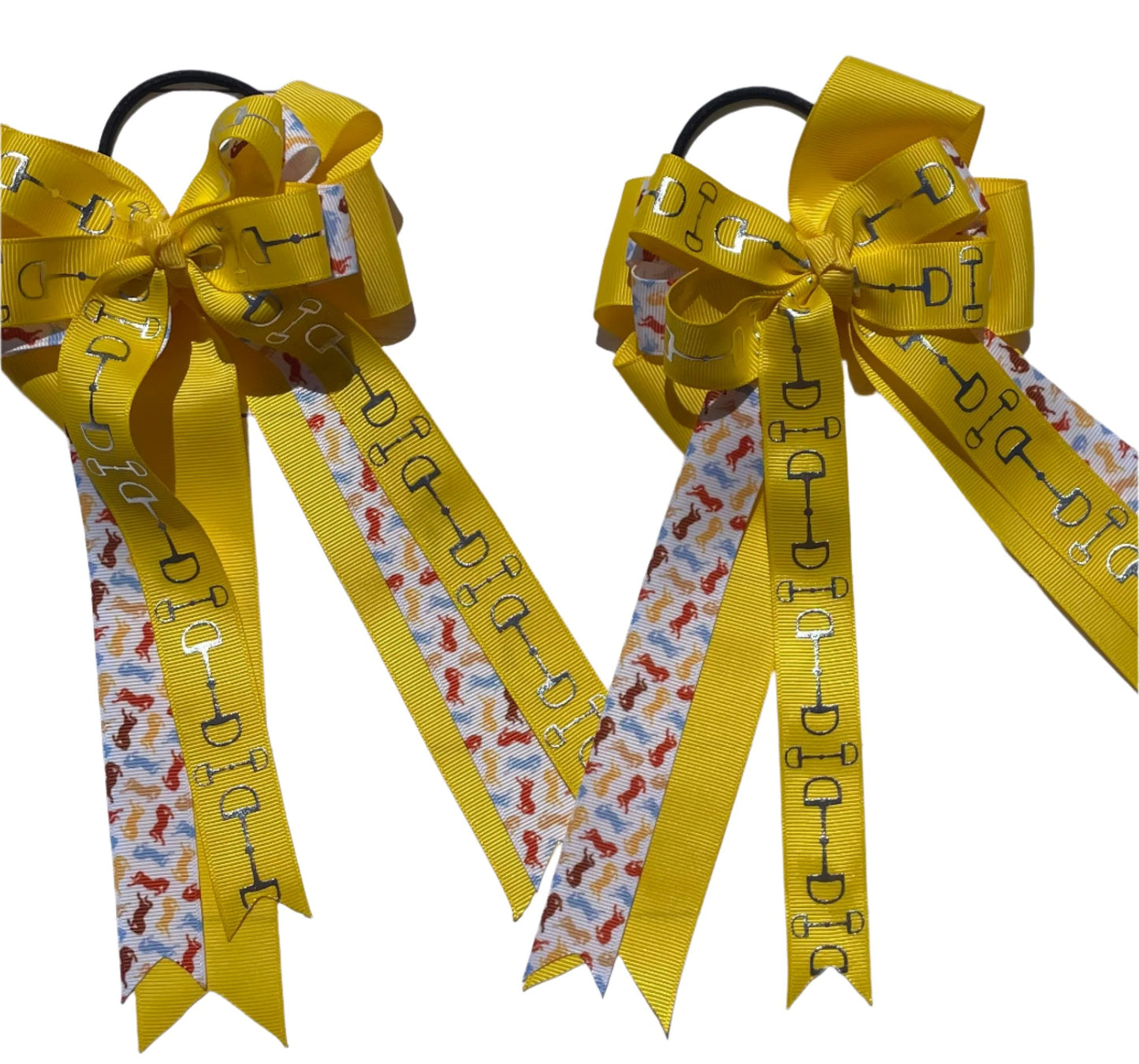 Equestrian Hair Bow, Tails, Horse Show, Yellow