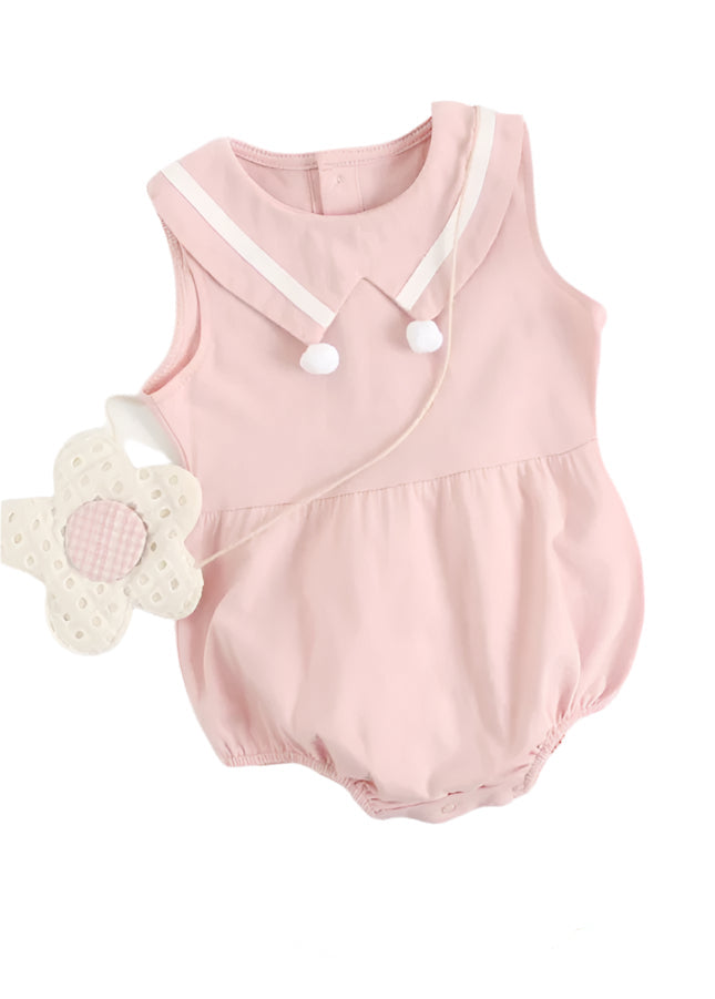 Pink Nautical Romper, Sailor Collar, Infant, baby, girl