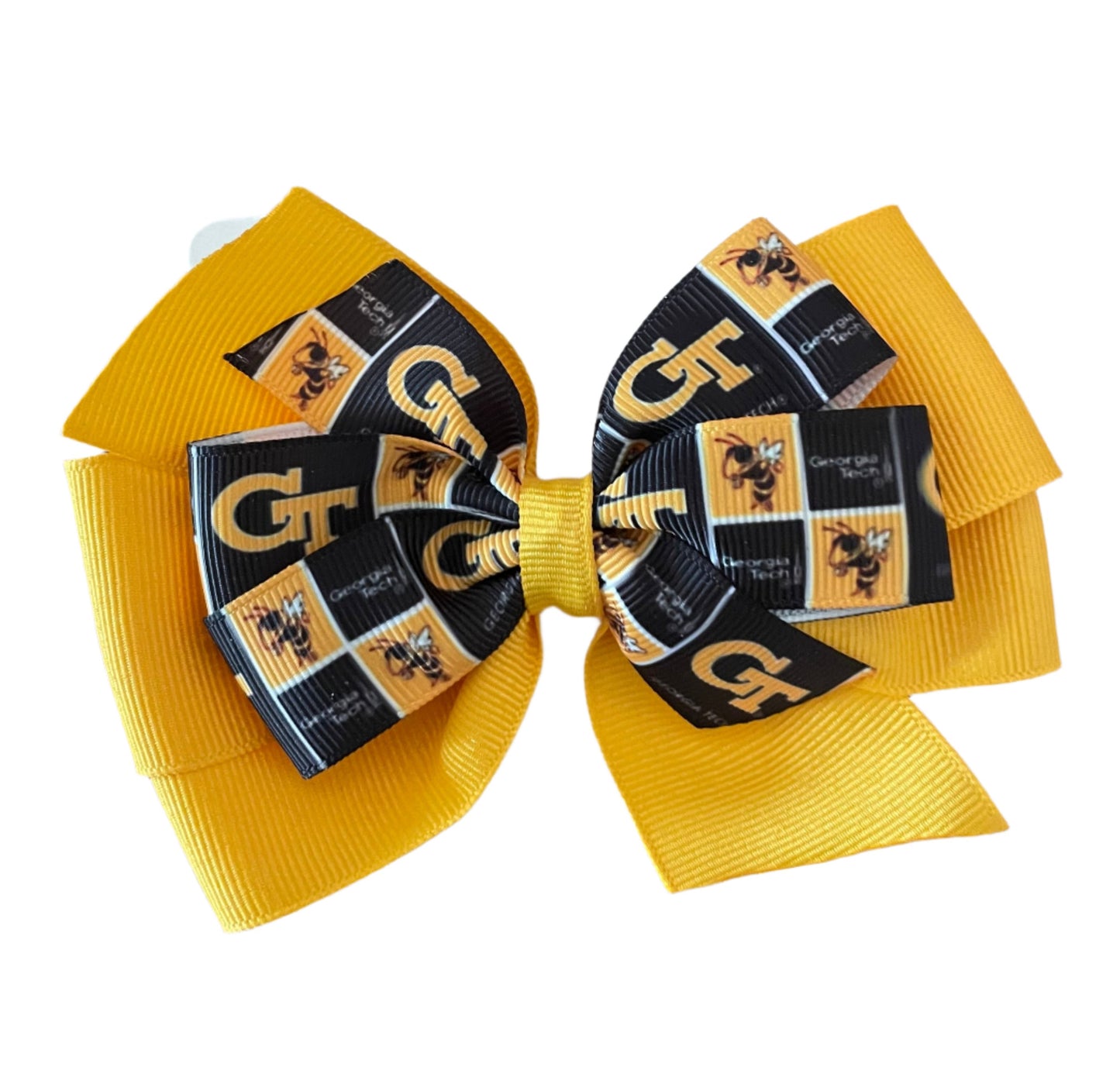 Collegiate Double Hair Bow, University, Georgia Tech