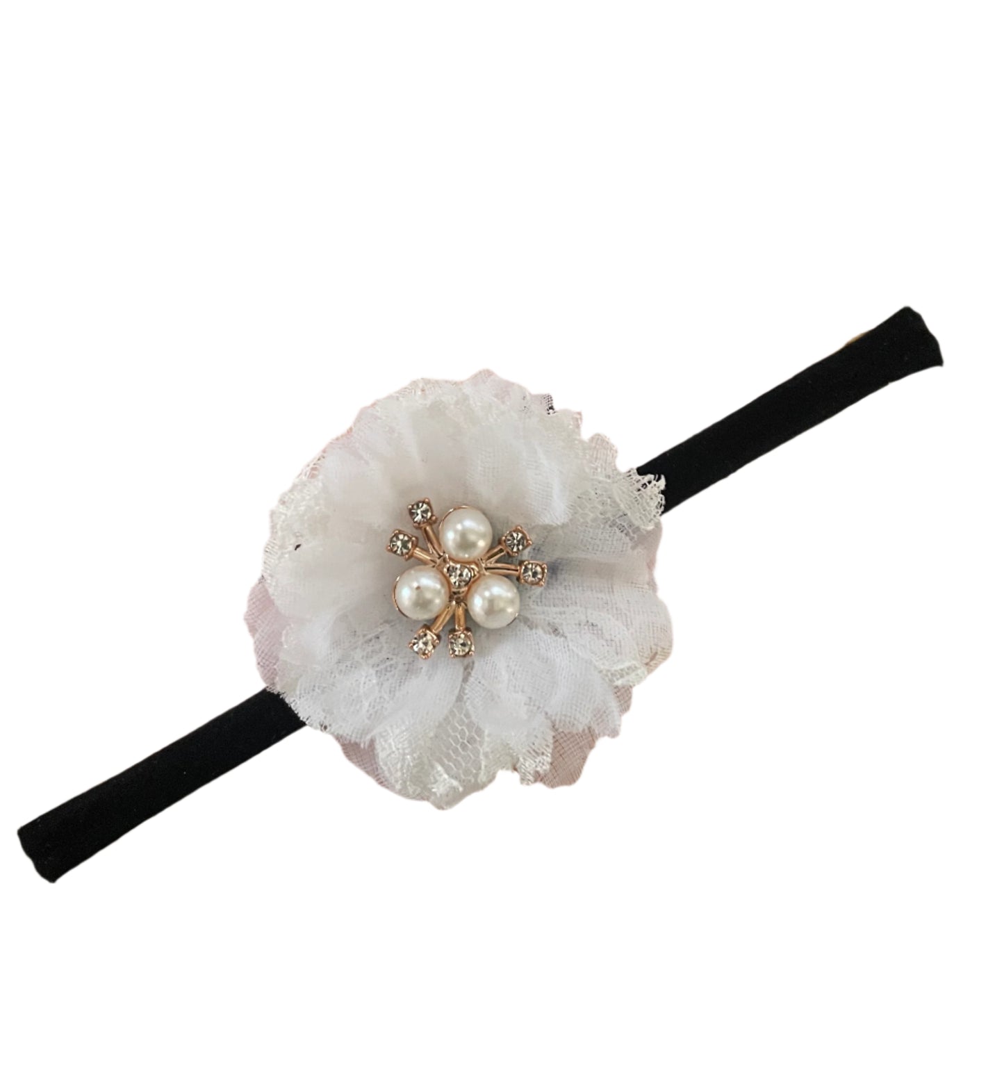 White Flower Nylon Headband, baby, toddler, child