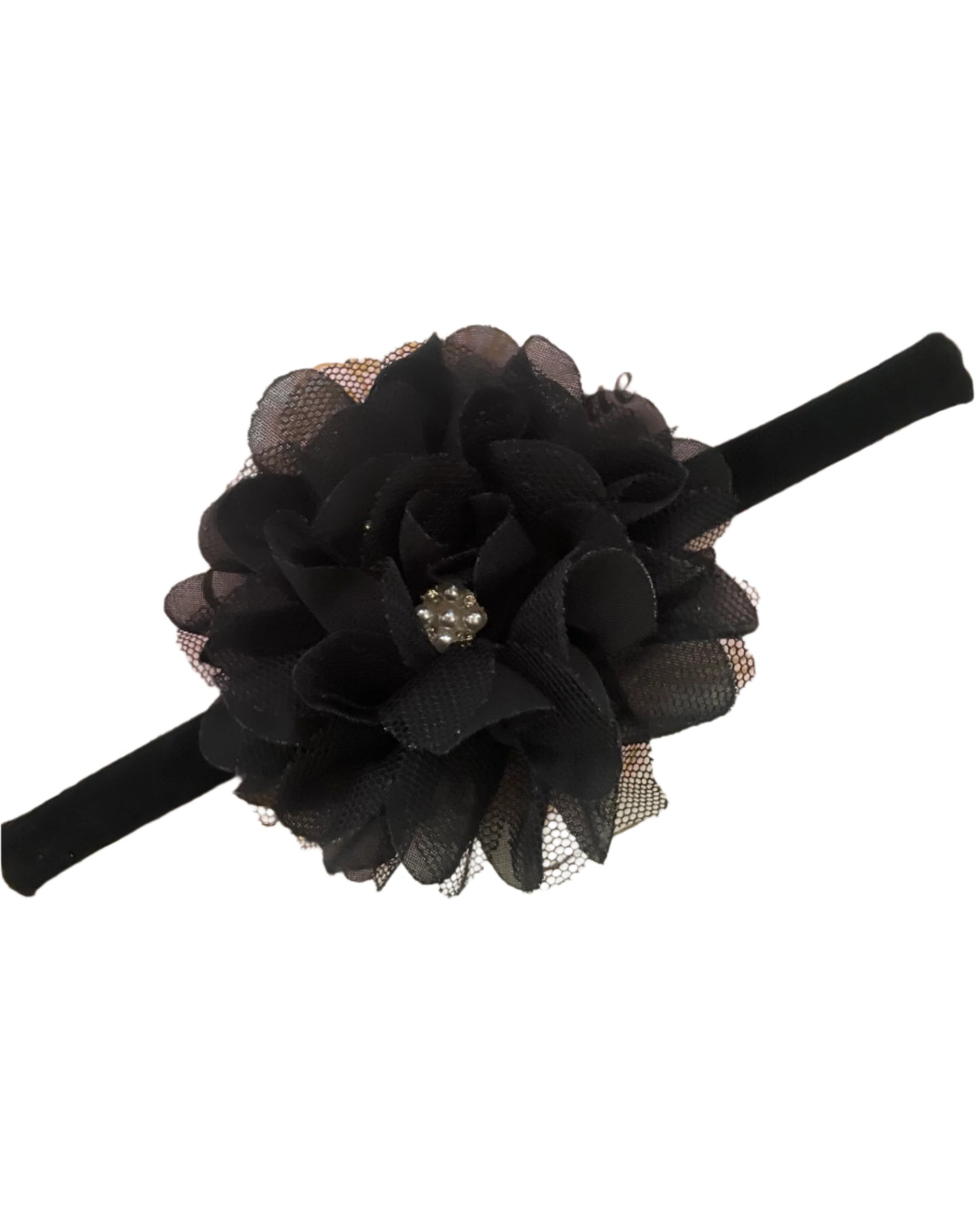 Black Flower Nylon Headband, baby, toddler, child
