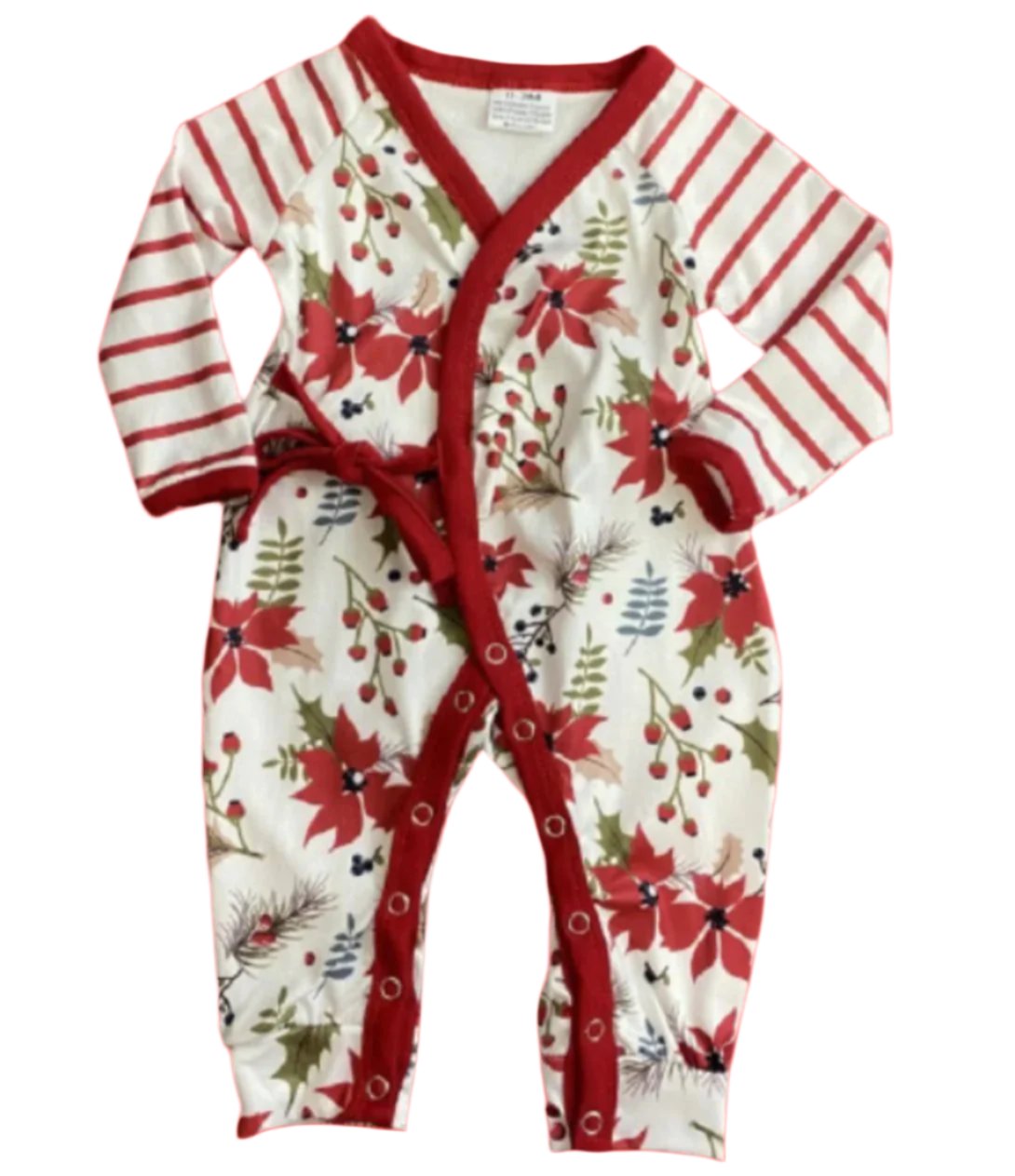 Poinsettia Milk Silk Romper, Baby, girl, infant, Winter, holiday