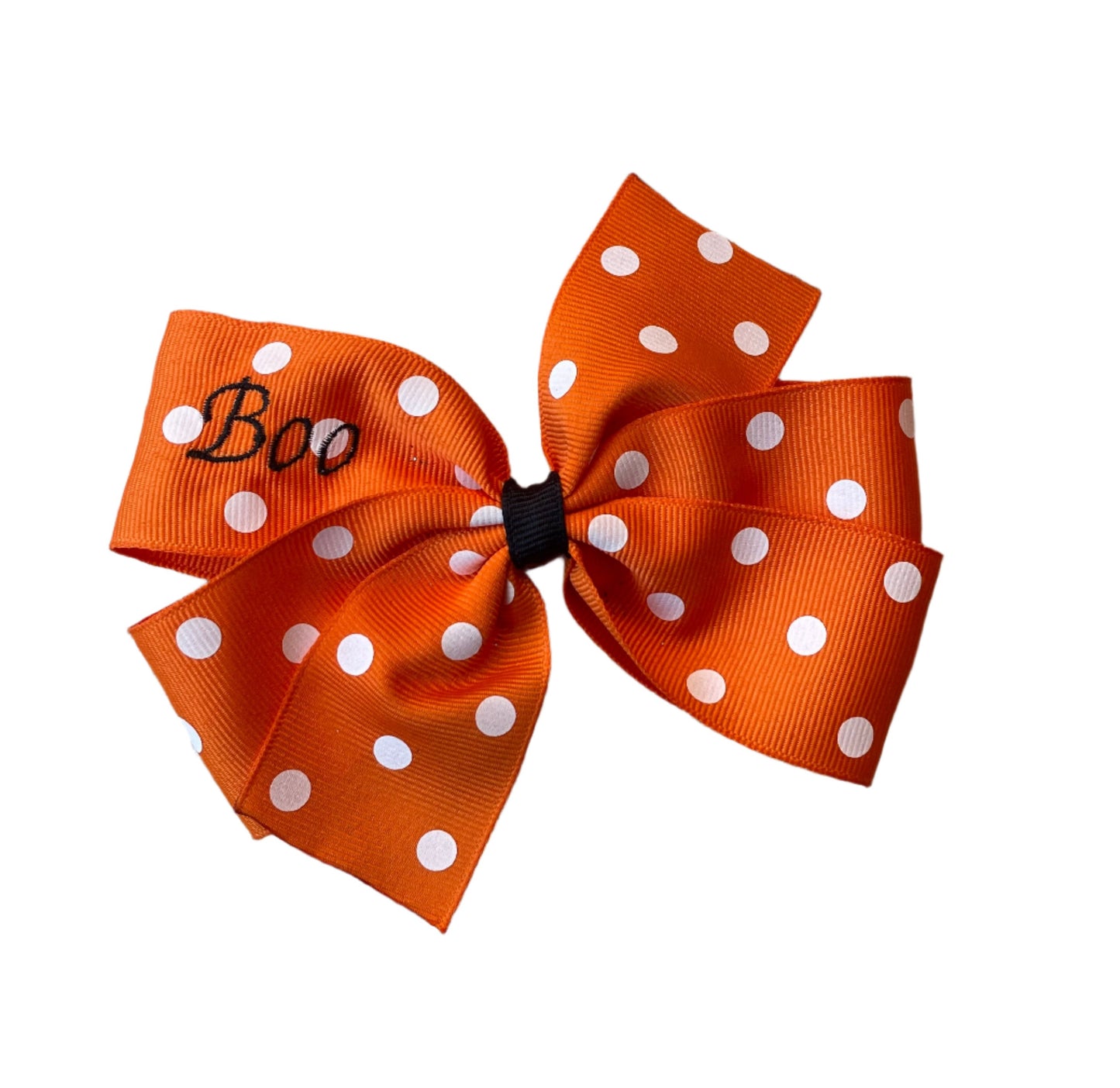 Boo Hair Bow, Halloween, Polka Dots, Orange, girl, teen, clip