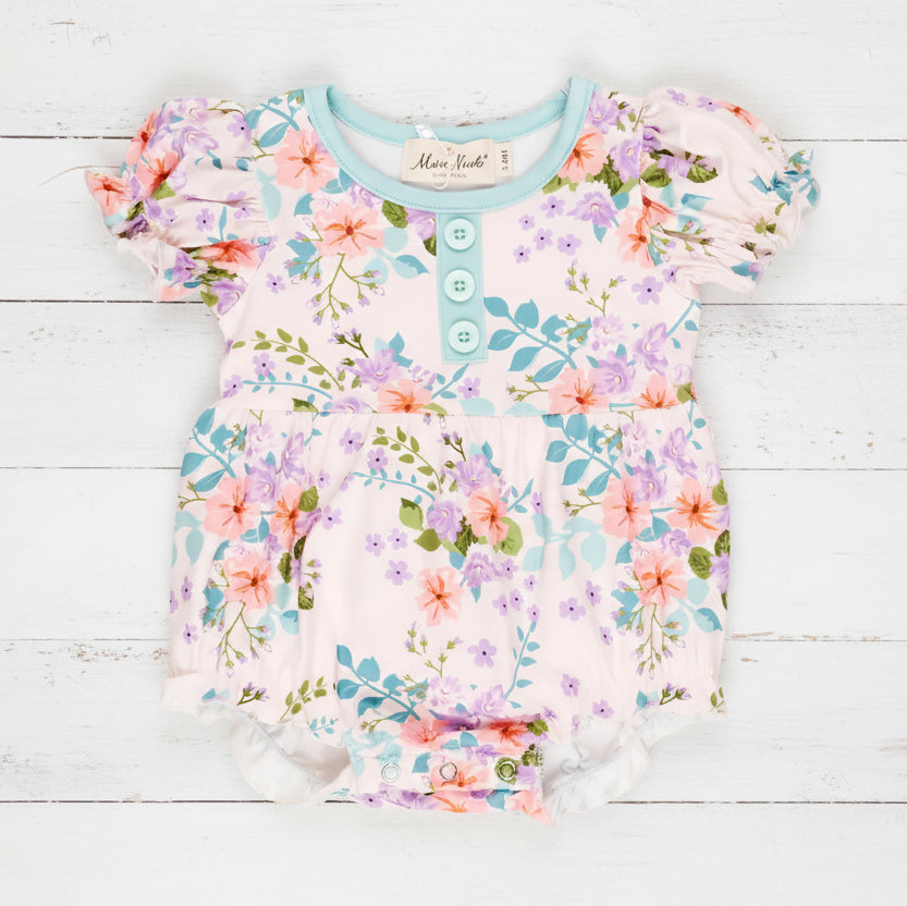Floral Short Sleeve Romper, girl, baby, onesie, shower