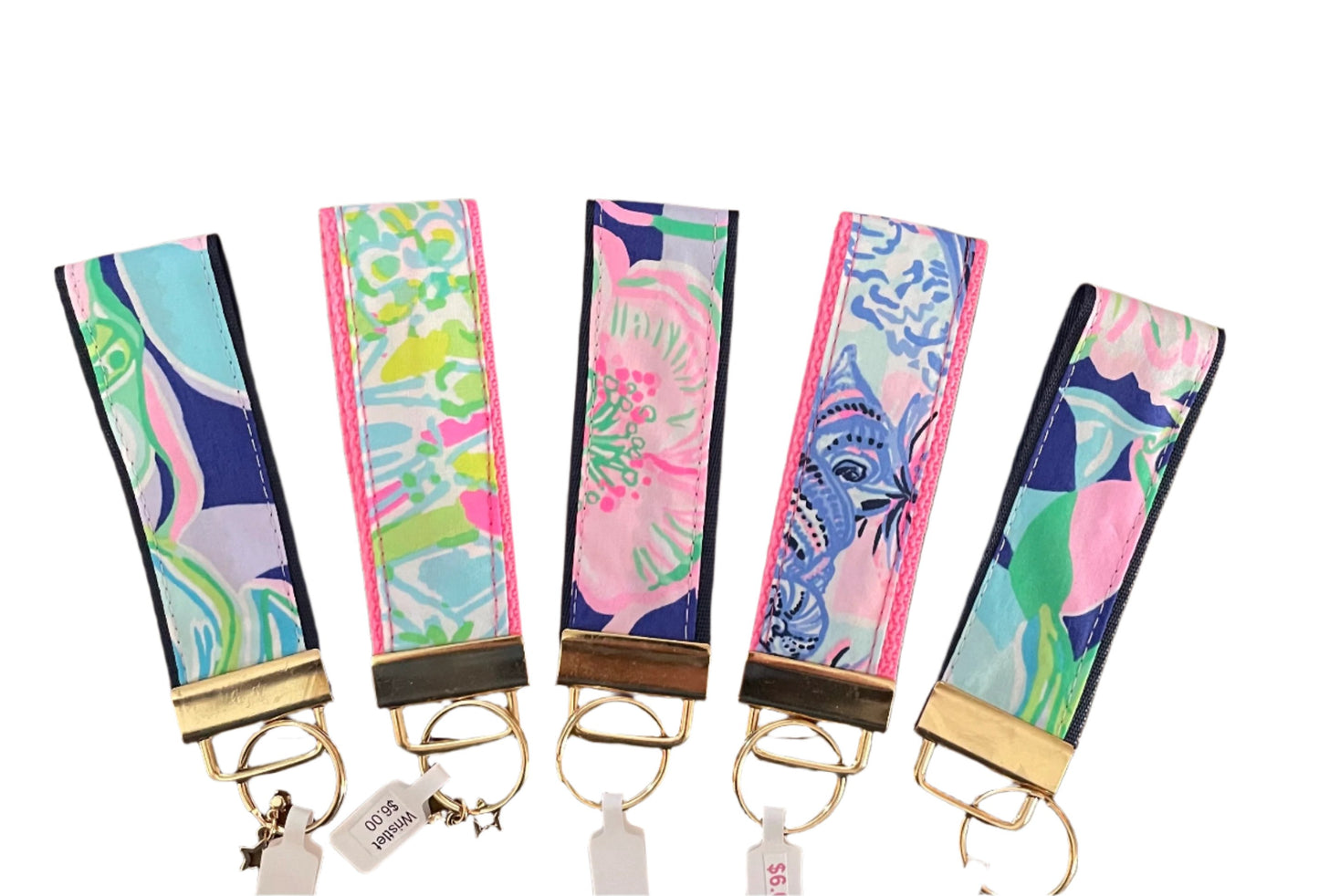 Palm Beach Preppy Print Key Fobs, keychain, inspired, resort, gift