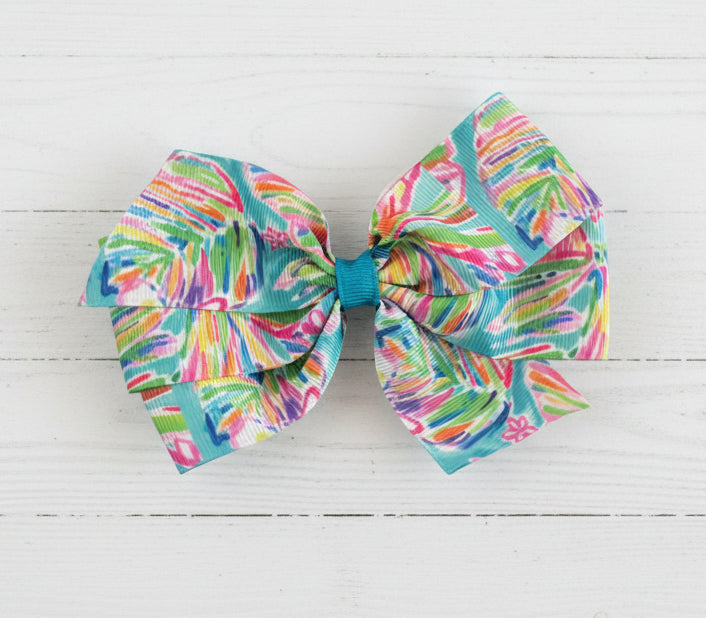 Island Time Preppy Hair Bow, Beach, girl, clip, palm, girl