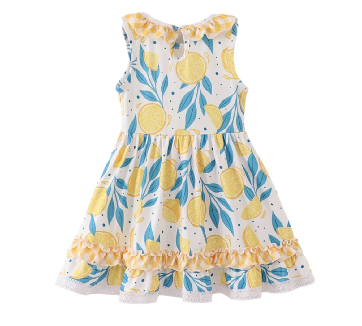 Lemon Twist Twirl Dress, Milk Silk, girl, kids, clothing