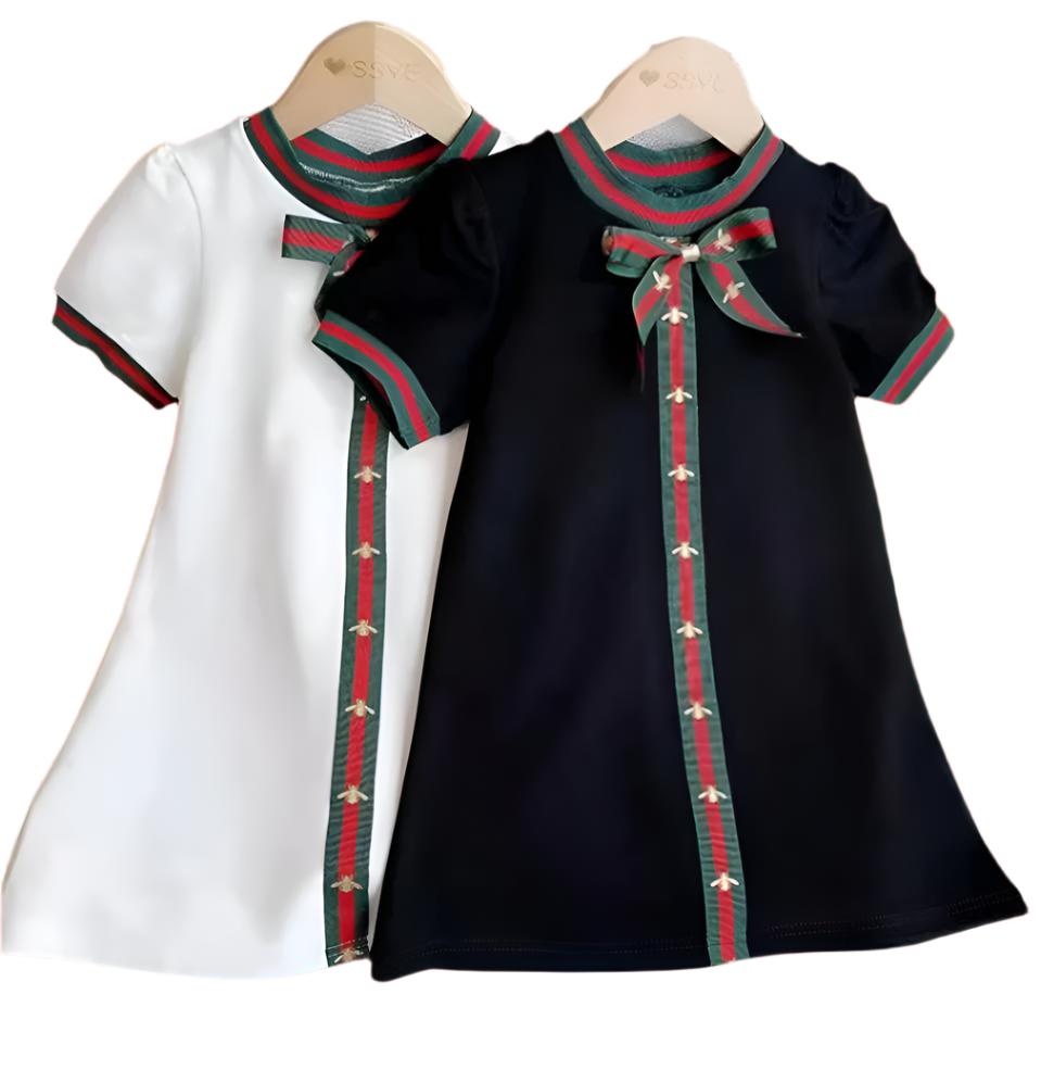 Black or White Preppy Bowknot Dress, girl, kids