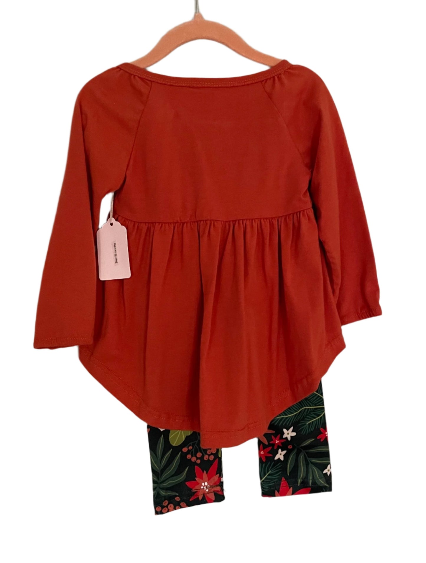 Orange & Olive Flower Outfit, set, leggings, top, Fall