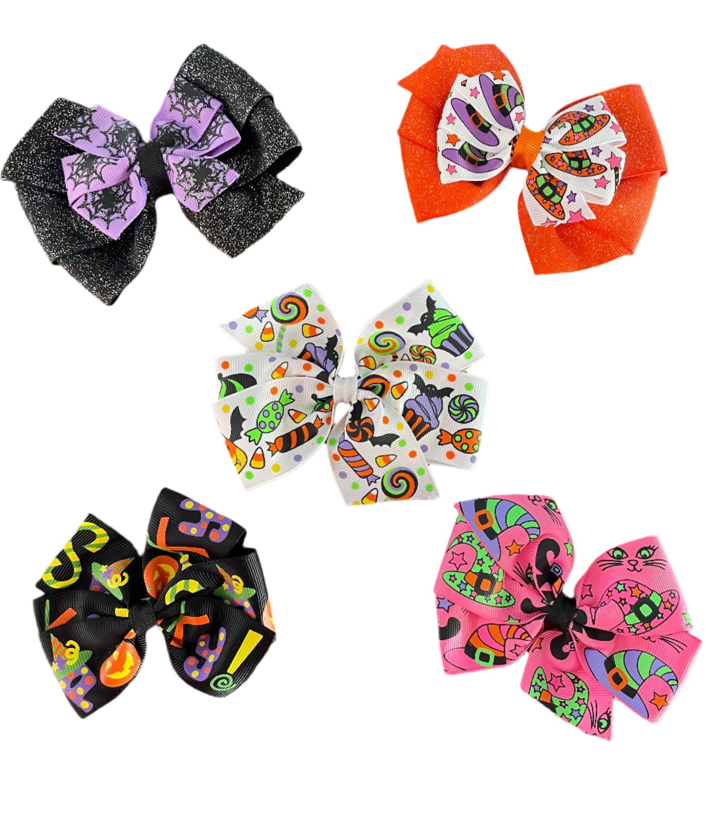 Halloween Hair Bows, Spider Web, Sparkly, Spooky, clip