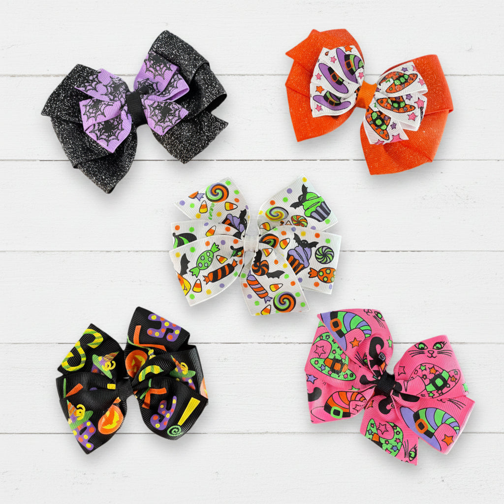 Halloween Hair Bows, Spider Web, Sparkly, Spooky, clip