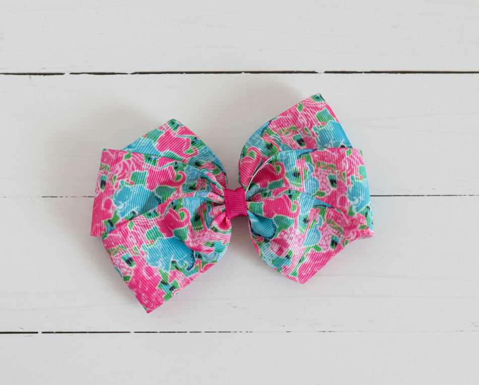 Zoo Animals Print Hair Bow, girl, clip, preppy