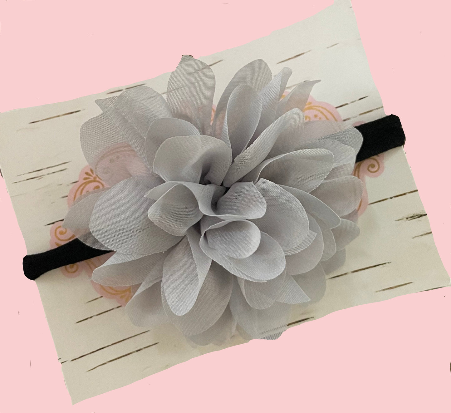 Silver Gray Flower Nylon Headband, baby, toddler, child