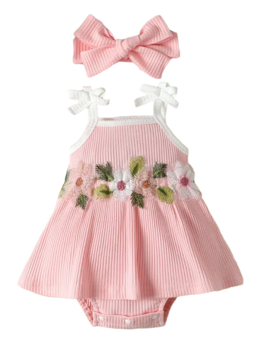 Pink Floral Skirted Romper, Bodysuit, dress, infant, baby, girl - SALE