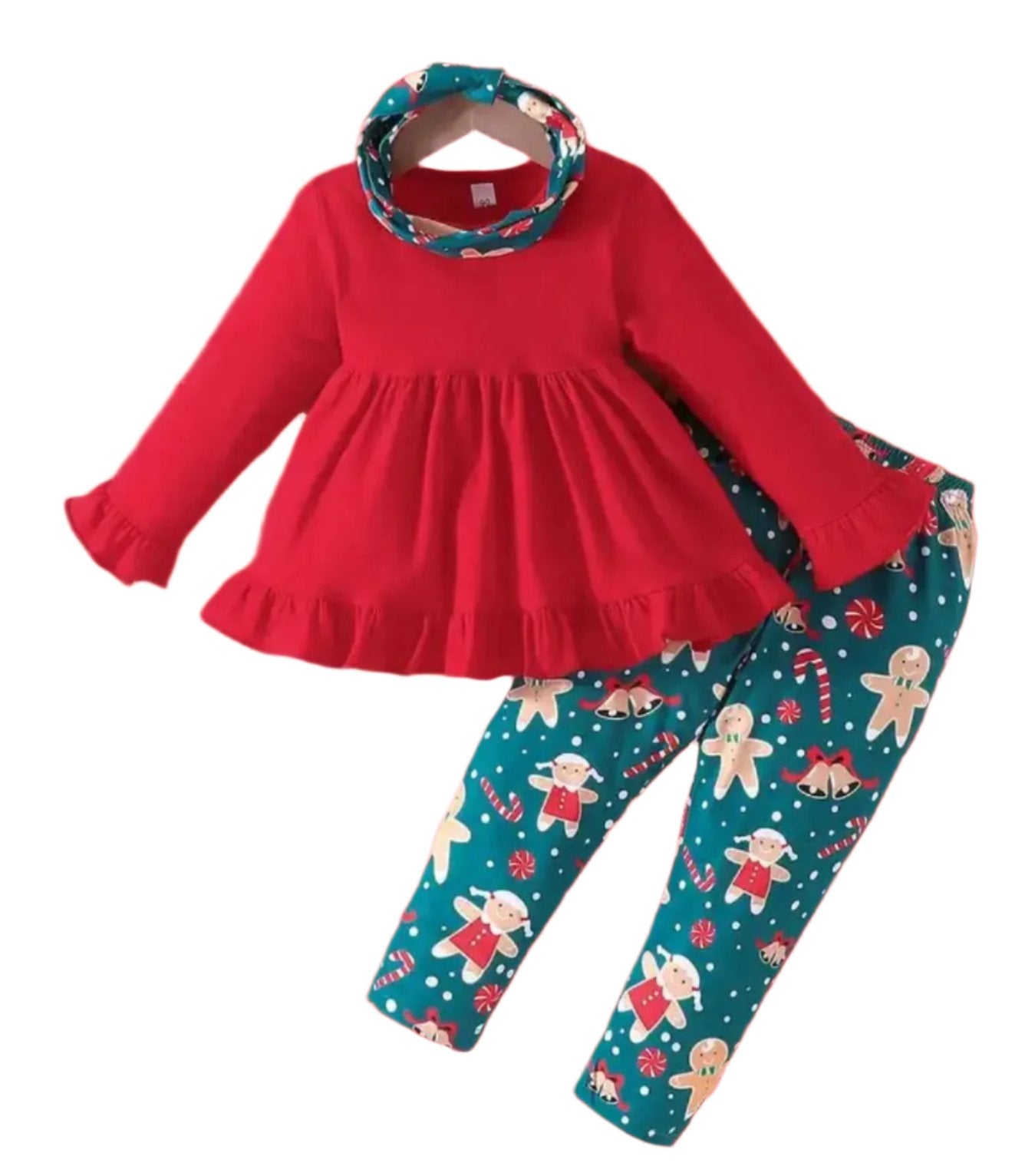 Red & Blue Boutique Gingerbread Outfit, girls, kids, holiday