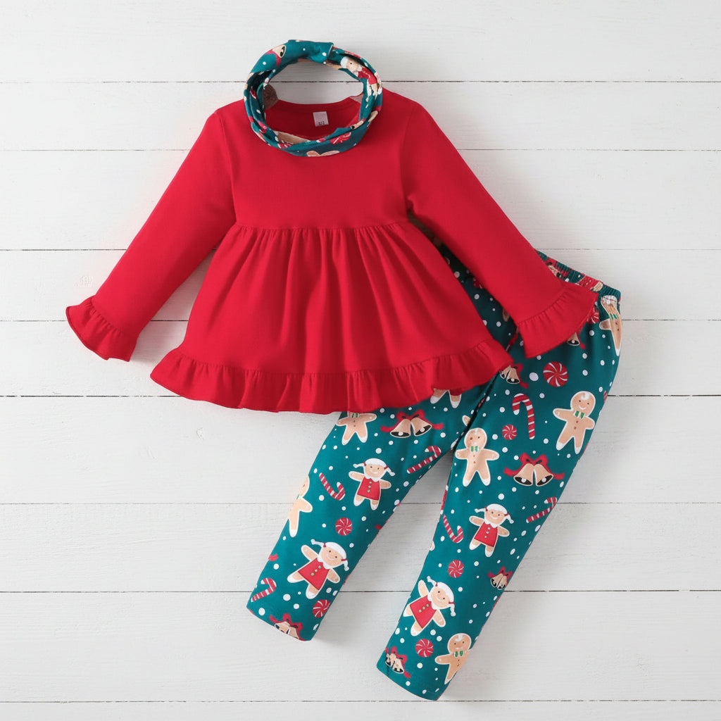Red & Blue Boutique Gingerbread Outfit, girls, kids, holiday / SALE