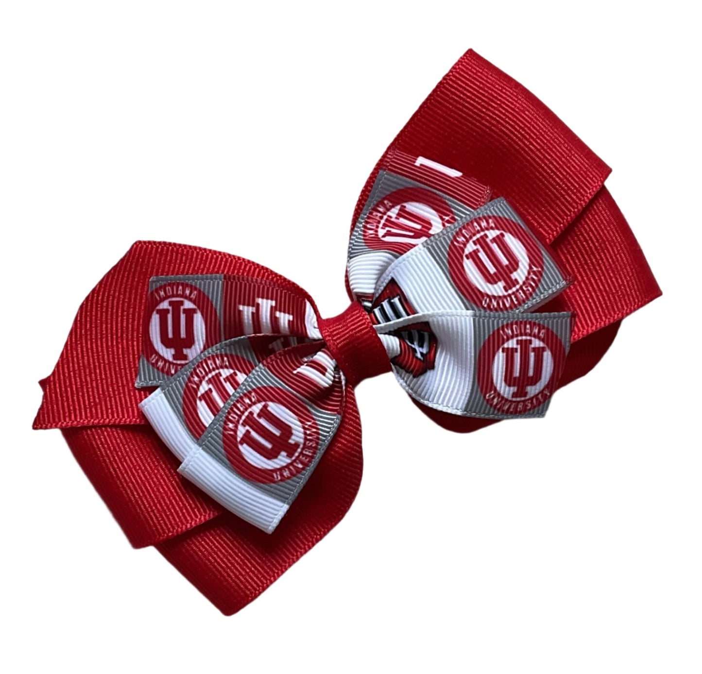 Collegiate Double Hair Bow, University, Indiana, Hoosiers