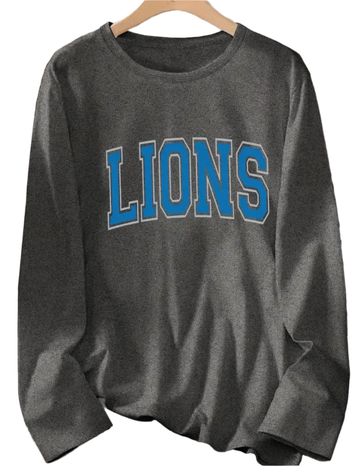 Detroit Lion's Gray Long Sleeve Shirt, football, Adult