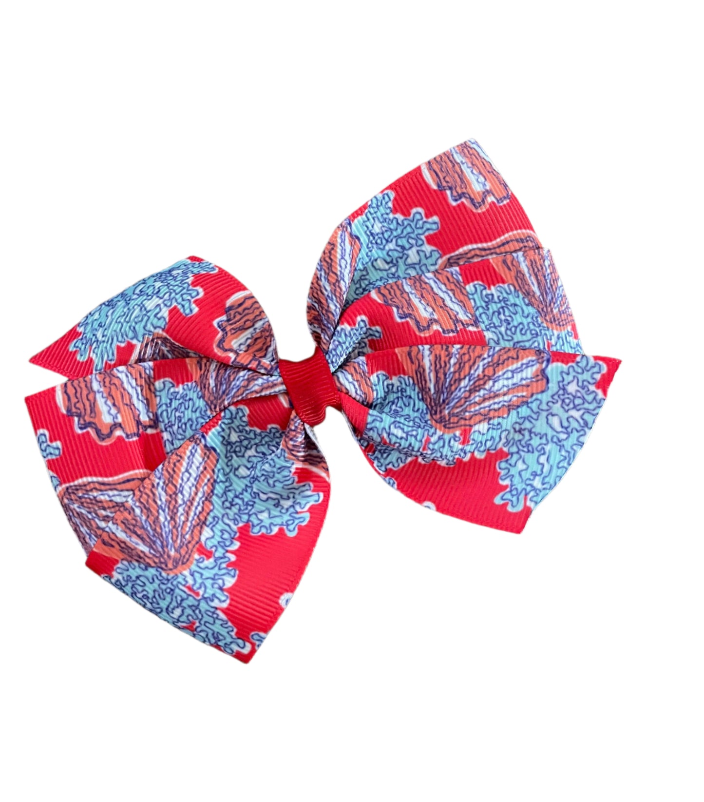 Coral & Shells Hair Bow, girl, clip, beach, gift, Coralina