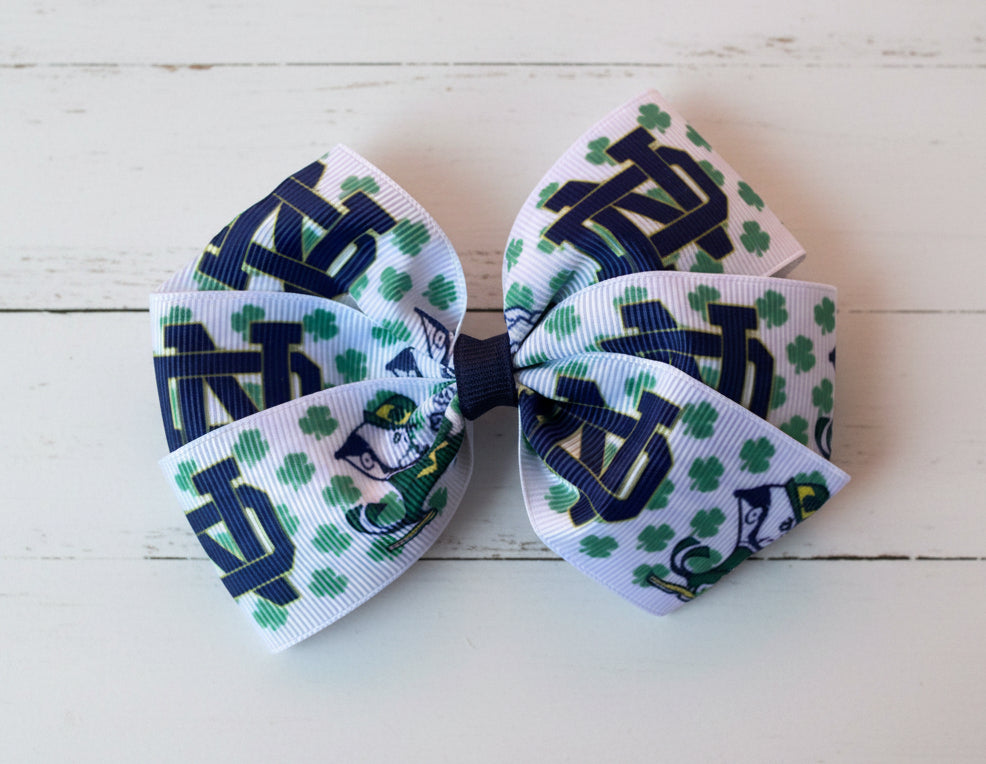 Collegiate Hair Bow, University, Notre Dame- Irish, school