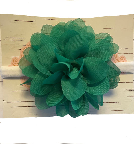 Green Flower Nylon Headband, baby, toddler, child
