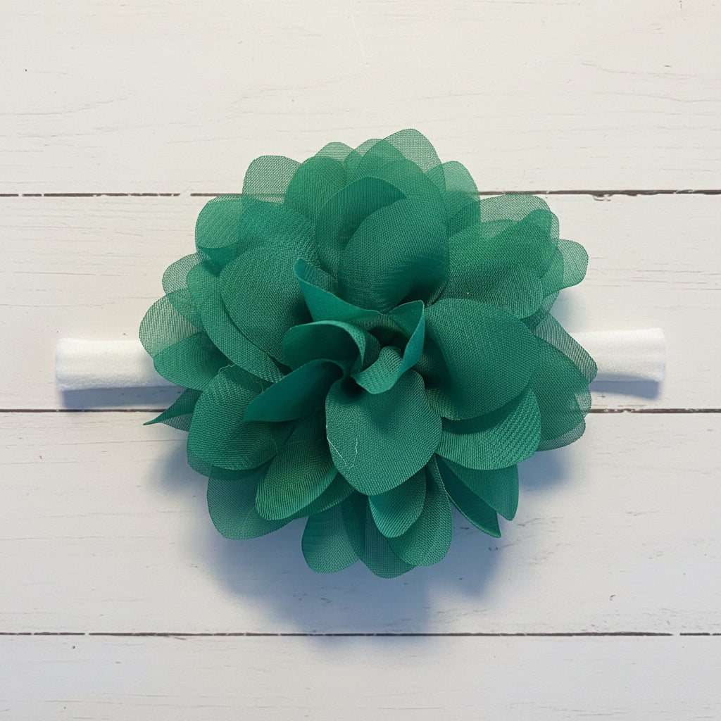 Green Flower Nylon Headband, baby, toddler, child