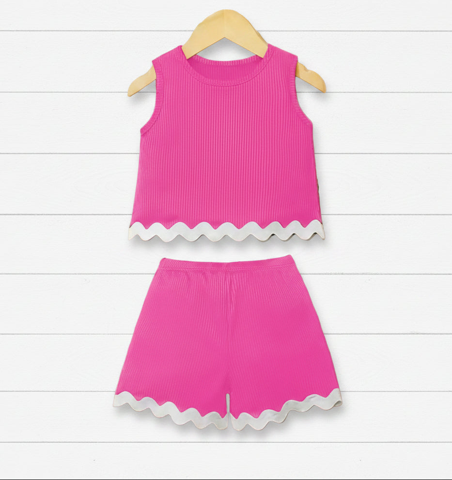 Bubblegum Pink & White Short Set, girl, outfit, Spring, Summer, kids