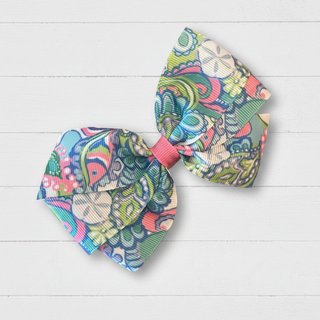 Conch Shells Hair Bow, girl, clip, preppy, republic, coral