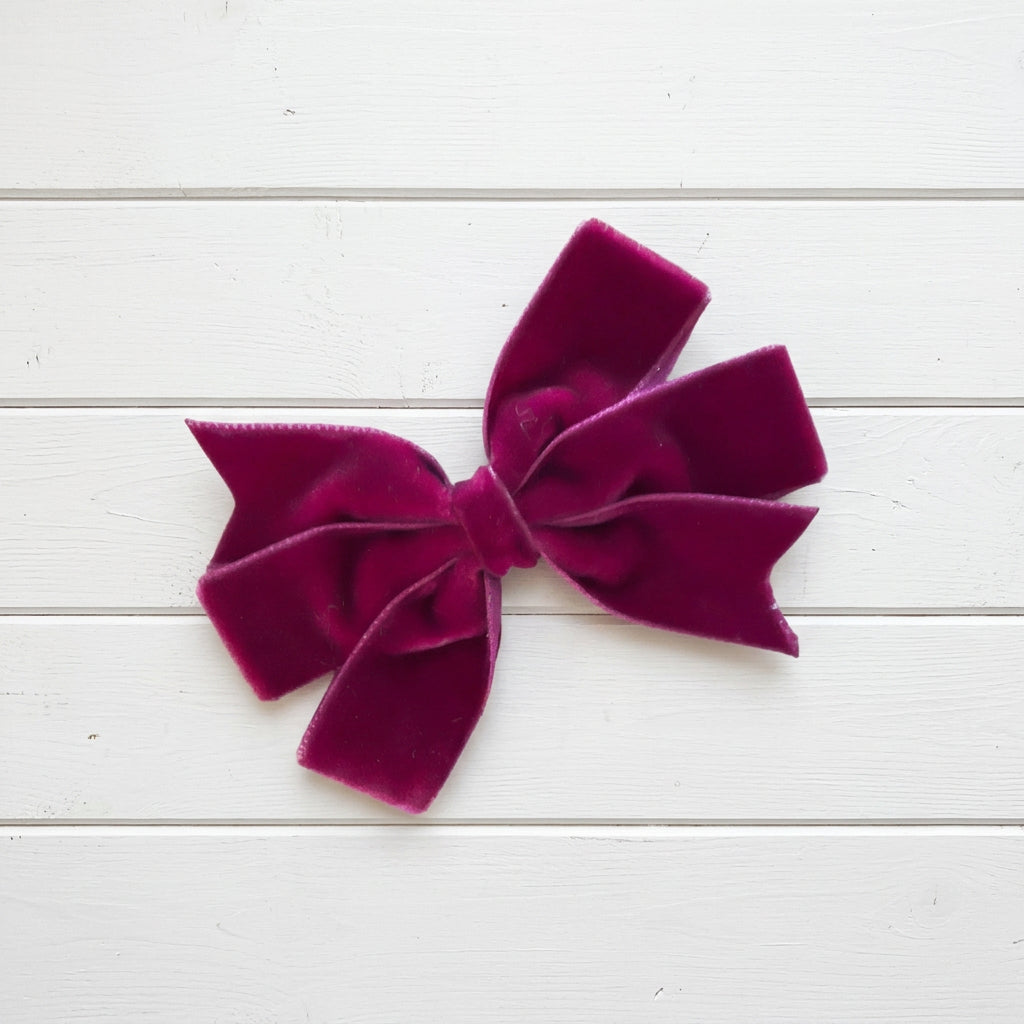 Velvet Small Hair Bow in Burgundy, girl, holiday, Winter, Valentine's Day