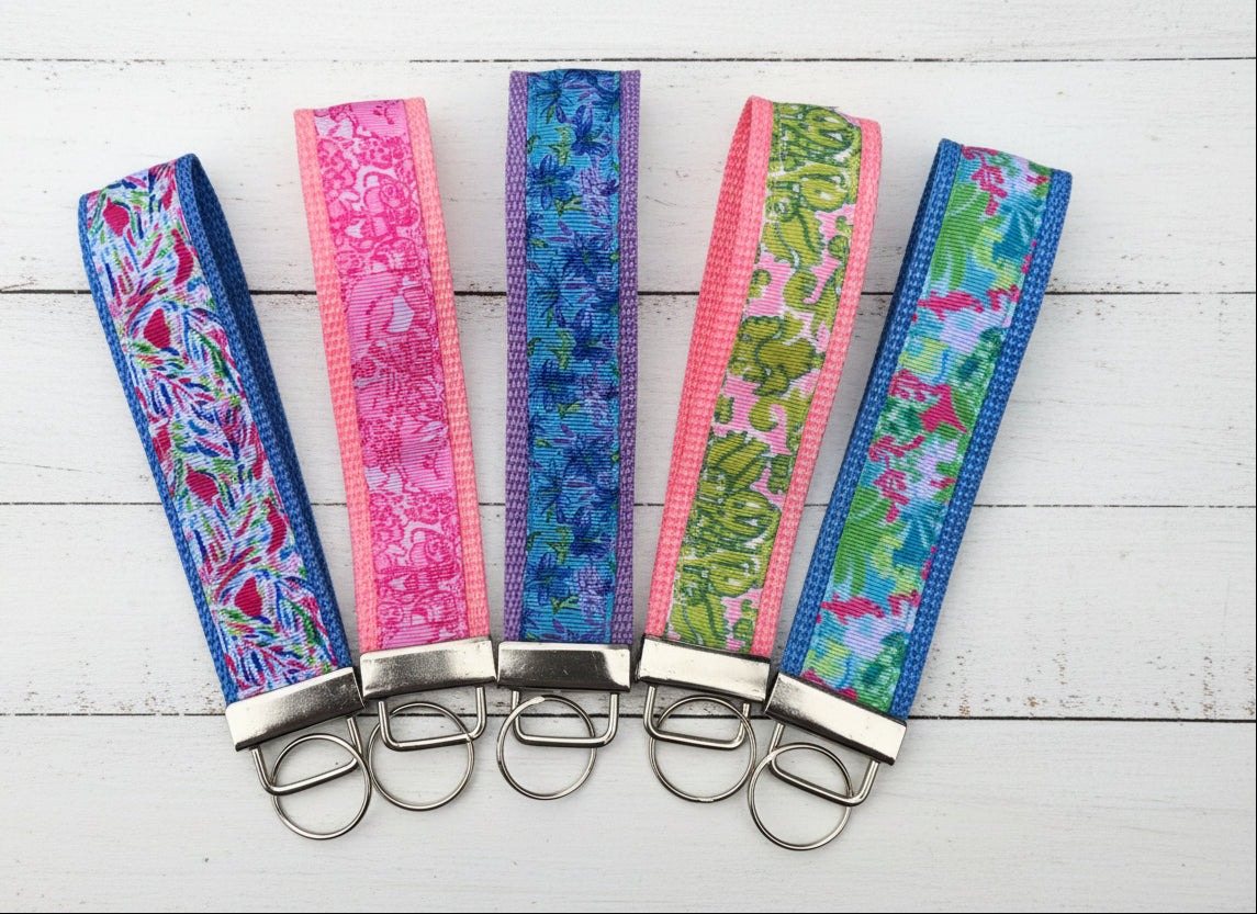 Preppy Colorful Resort Print Key Fobs, wristlet