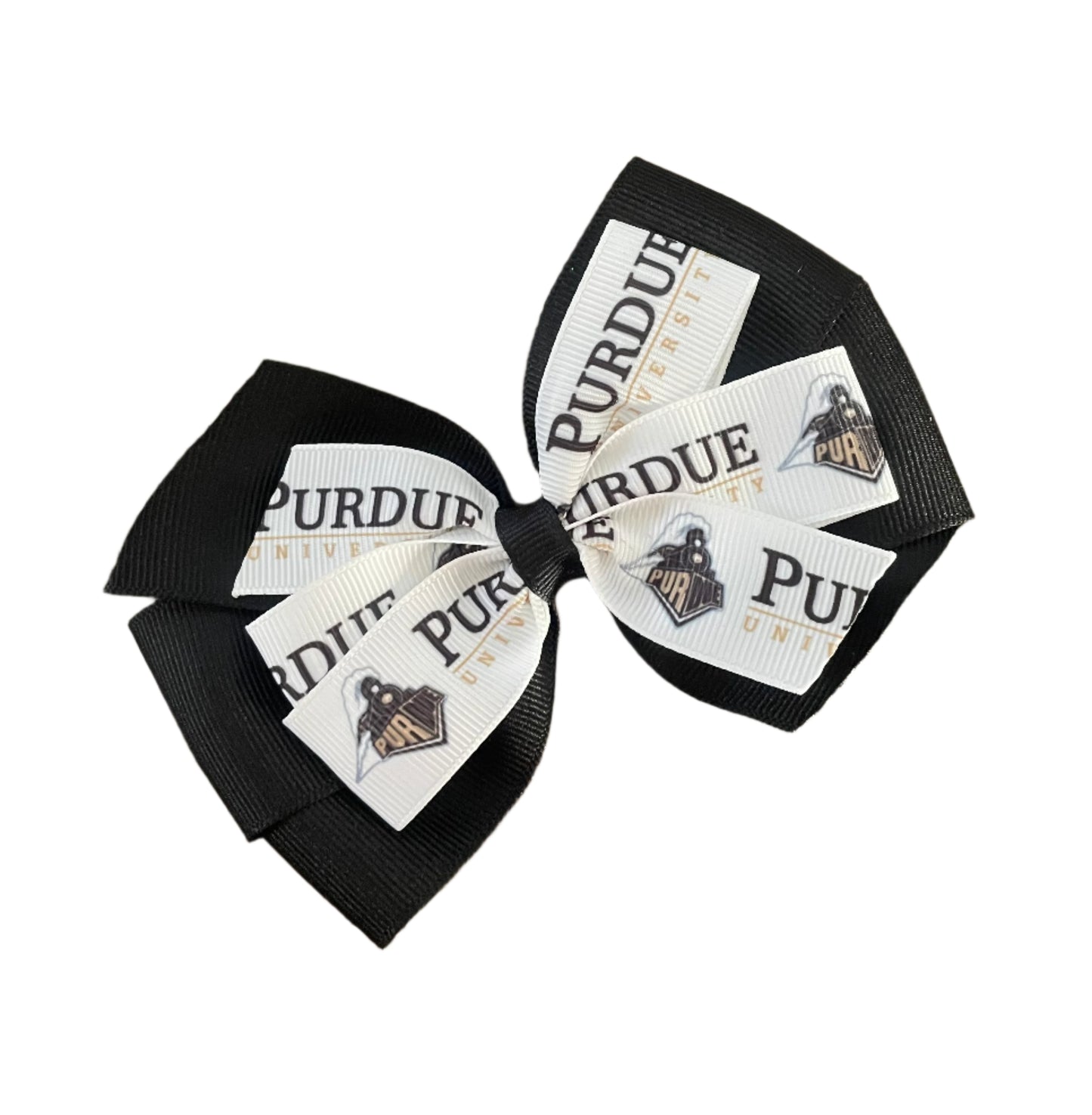 Collegiate Double Hair Bow, University, Purdue