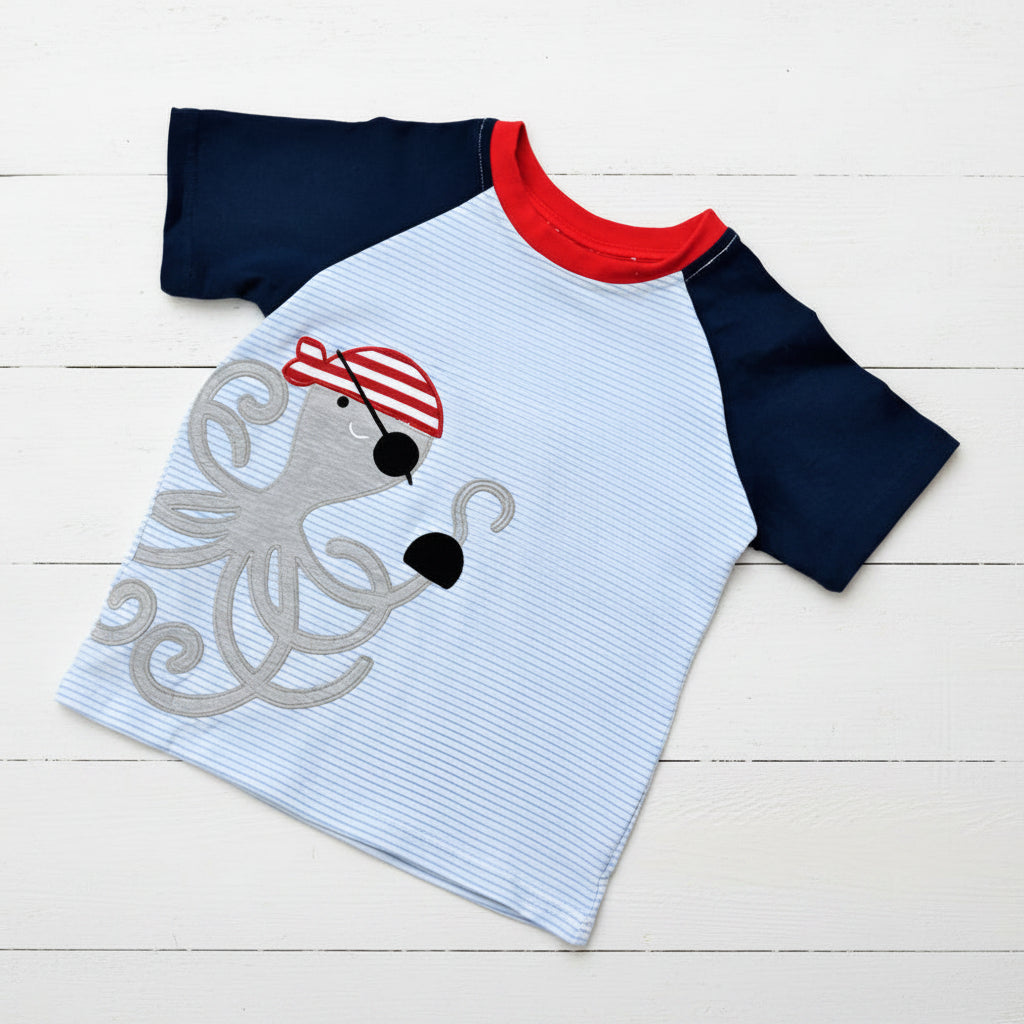 Pirate Octopus Short Sleeve Shirt, kids, boy, top