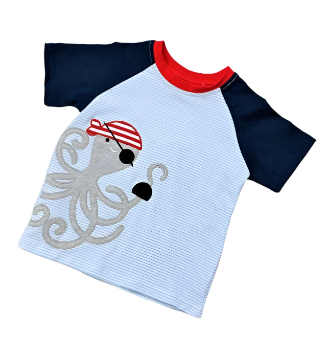 Short Sleeve Pirate Octopus Shirt, kids, boy, top