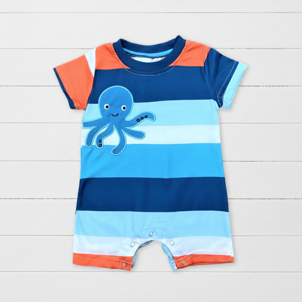 Striped Octopus Romper, boys, baby, infant, jumper