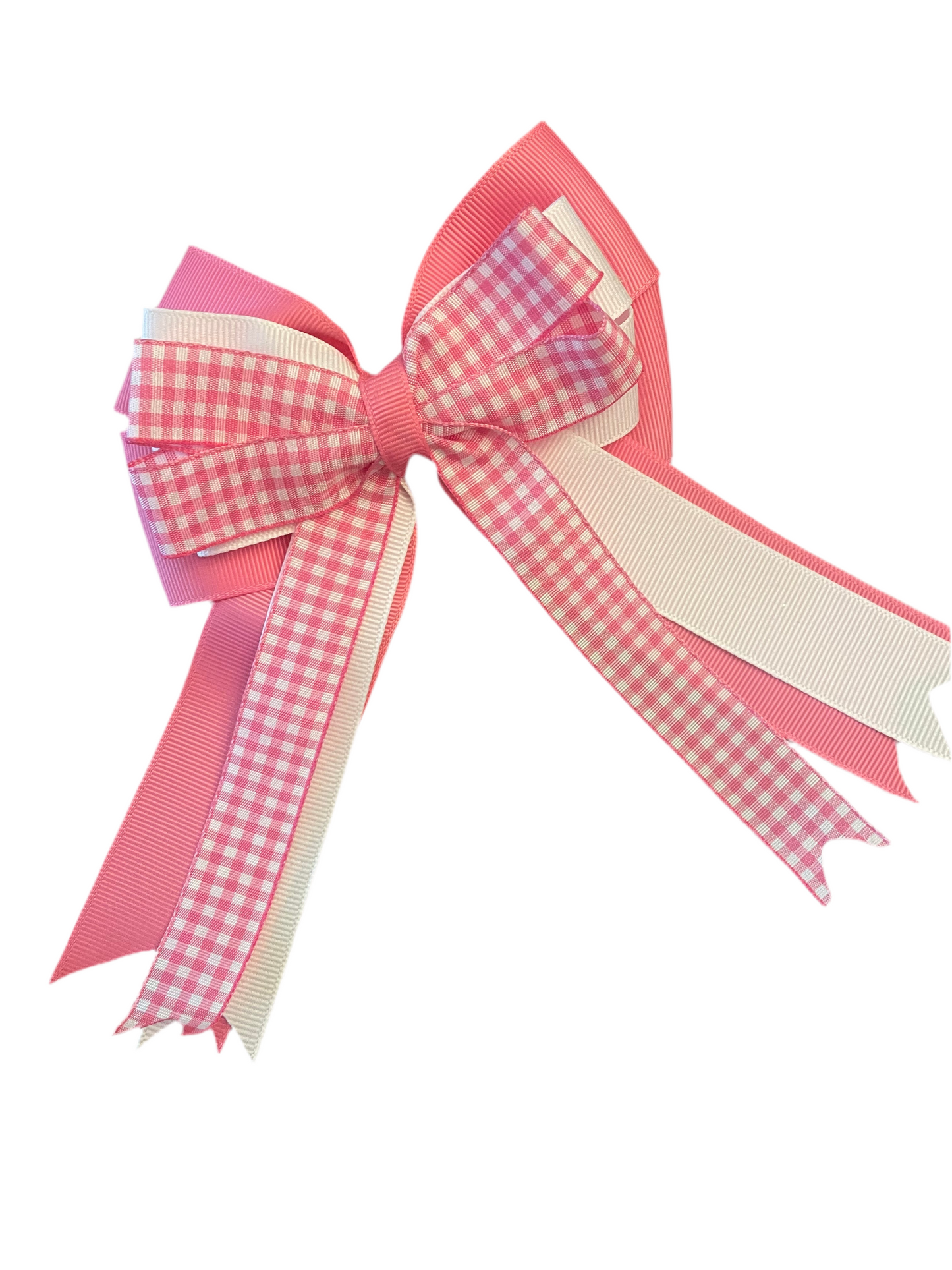Equestrian Hair Bow, Tail Bow, Horse Show, Pink, Gingham, set, single