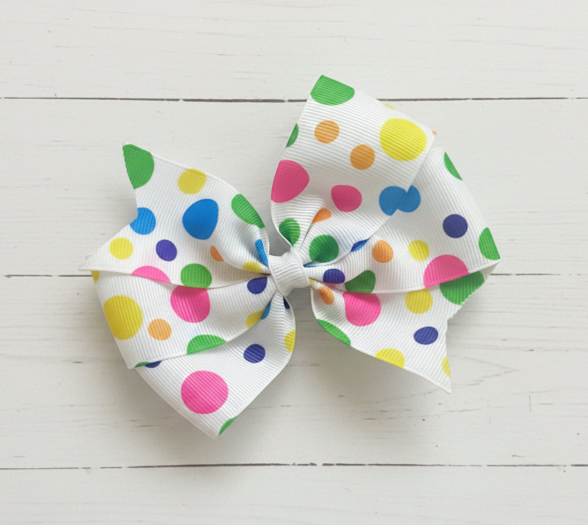 Colorful Polka Dots Hair Bow, girl, clip