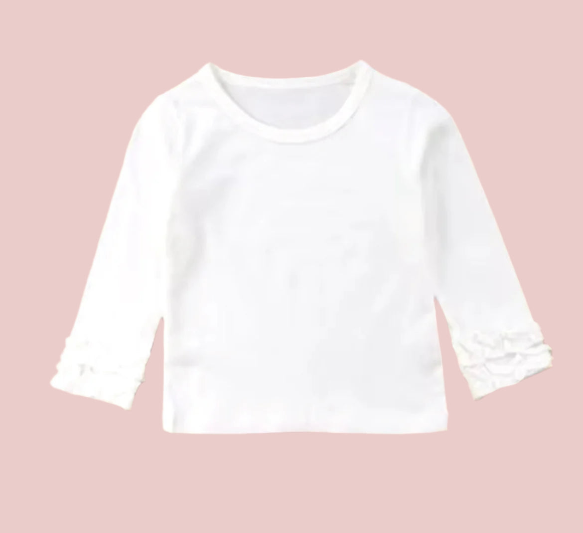 White Ruffle Long Sleeve Shirt, Girl's, Toddler, kids
