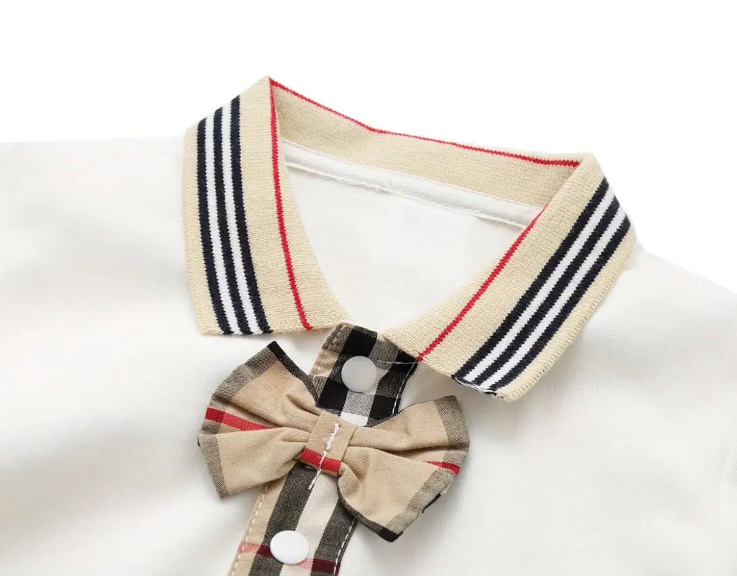 White Long Sleeve Preppy Romper, kids, clothing, onesie, baby