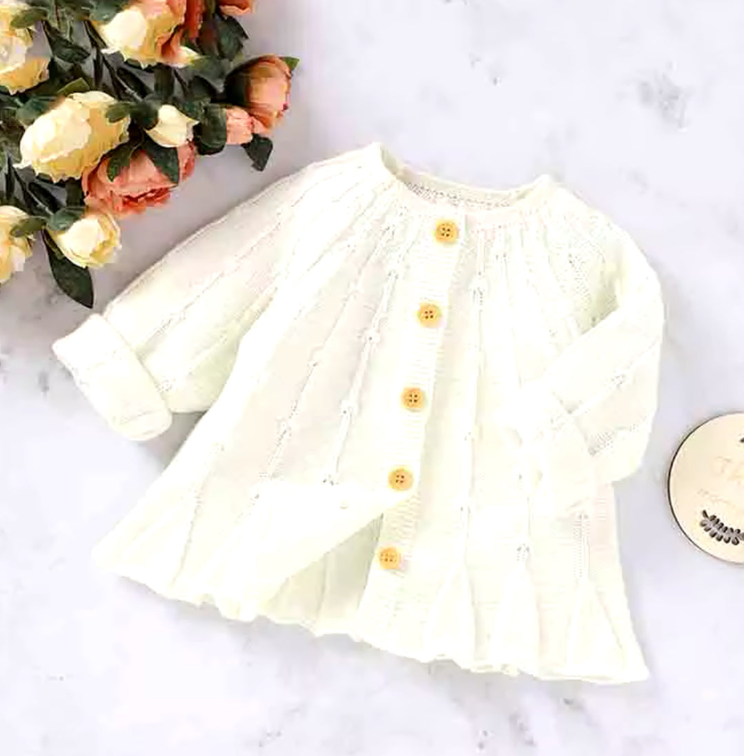 Knit Cardigan Sweater, girl, 3 Colors, Pink, Gray, Cream, infant, toddler, baby