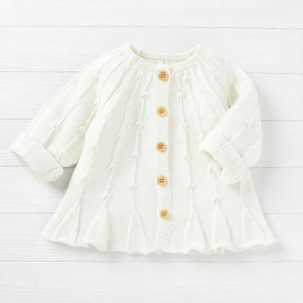 Knit Cardigan Sweater, girl, 3 Colors, Pink, Gray, Cream, infant, toddler, baby