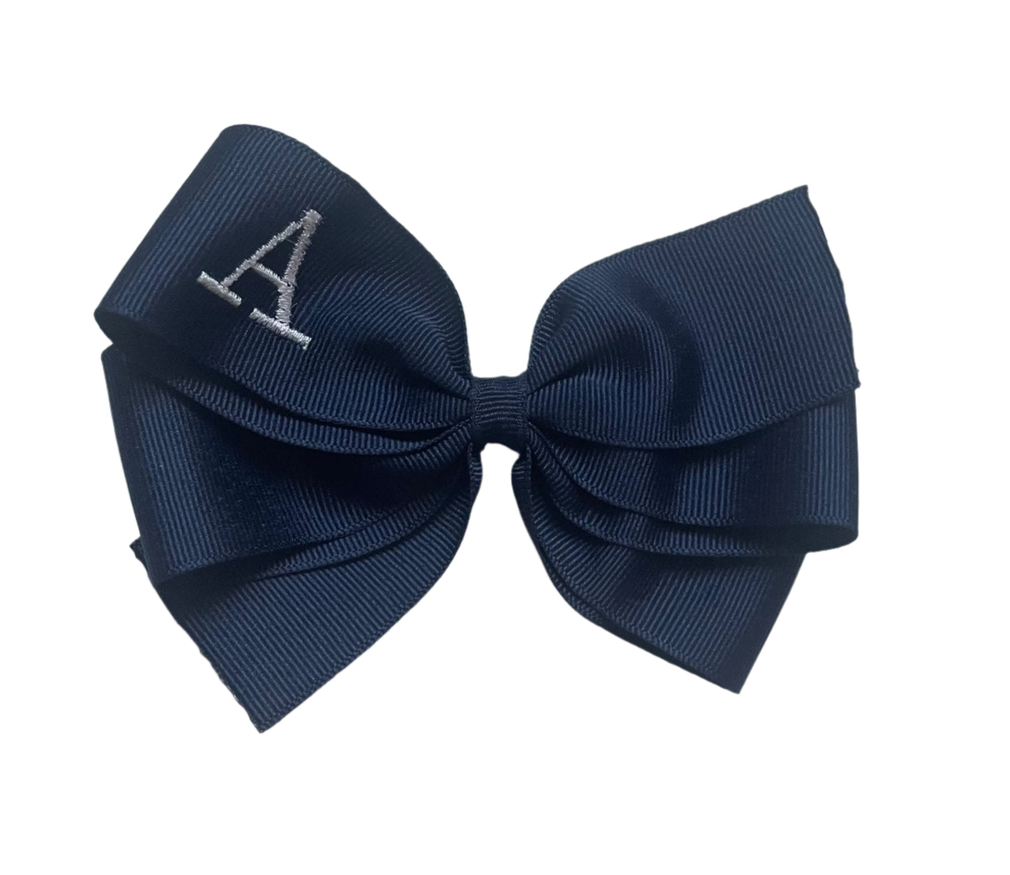 Navy Blue Monogrammed Hair Bow w/White Initial, Personalized