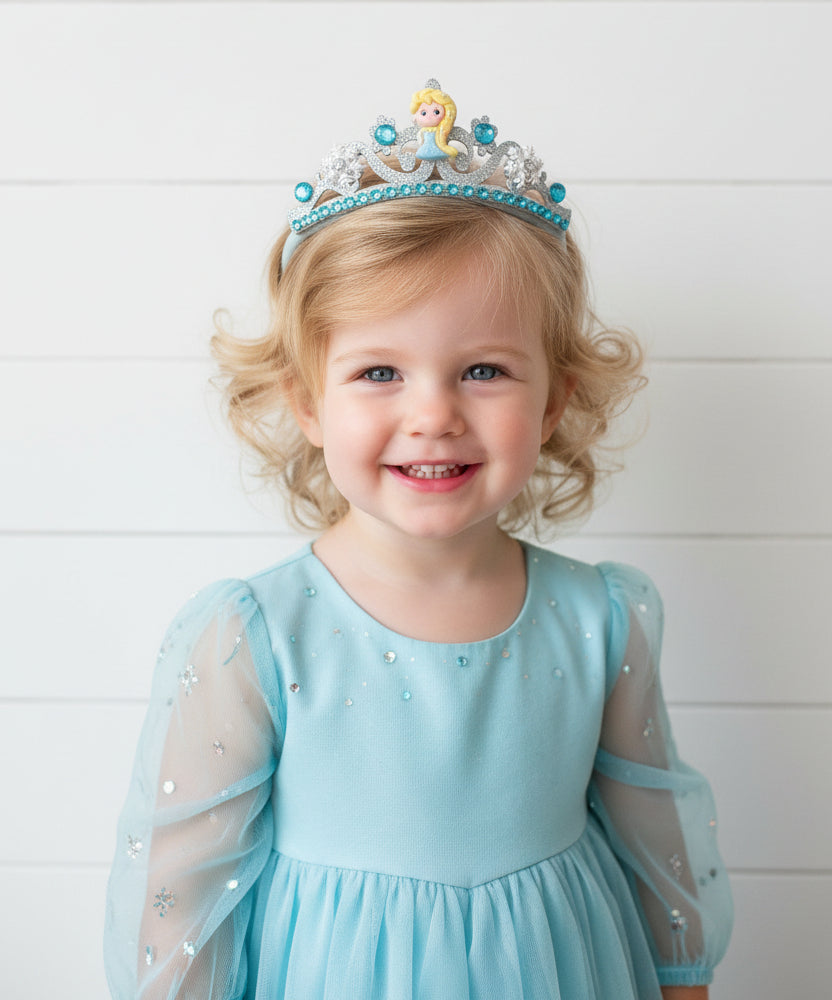 Glitter Disney Princess Crown on Stretch Headband, birthday, girl, baby, vacation