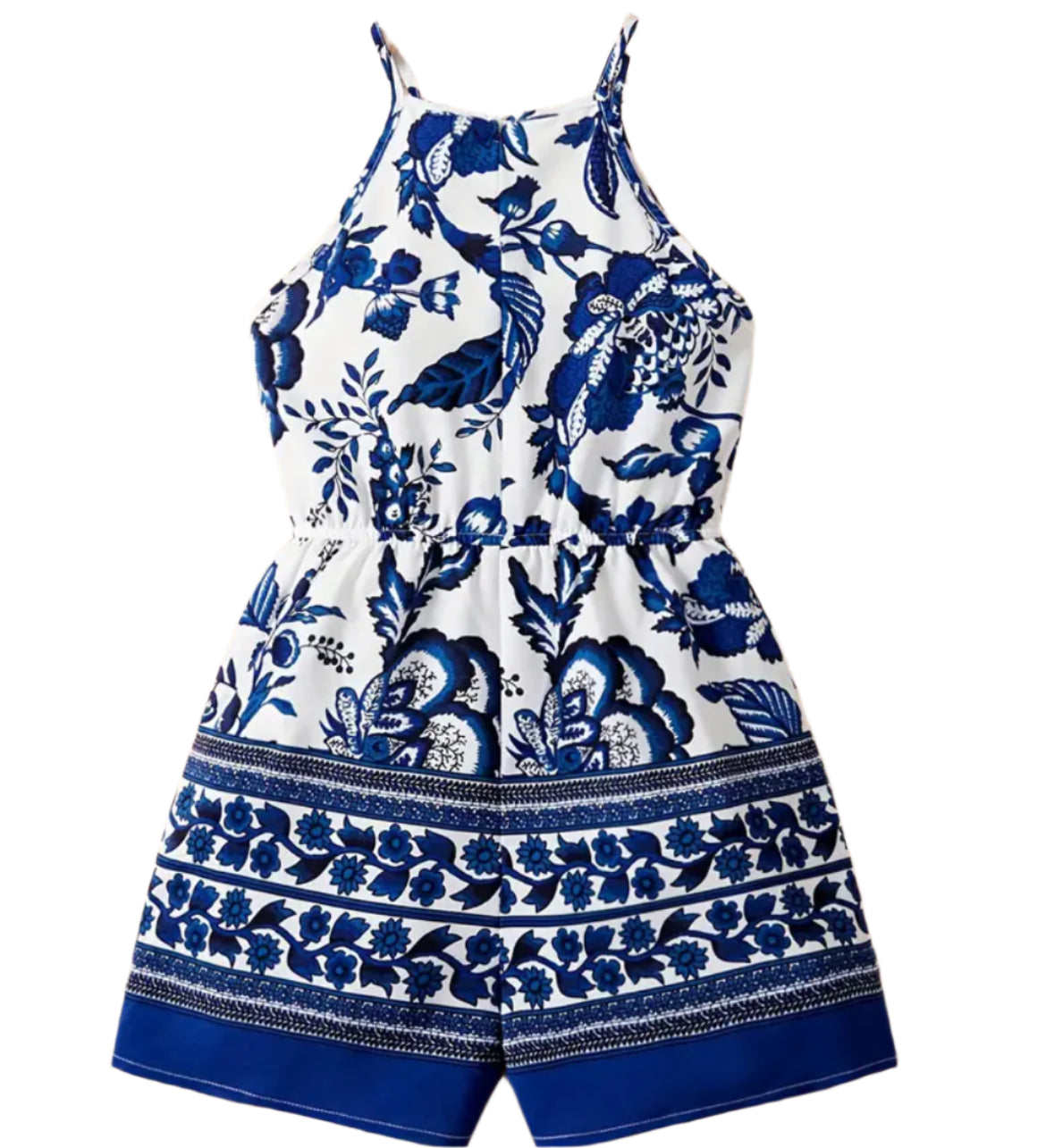 Blue Chinoiserie Print Romper, girl, Jumper, Summer, Floral