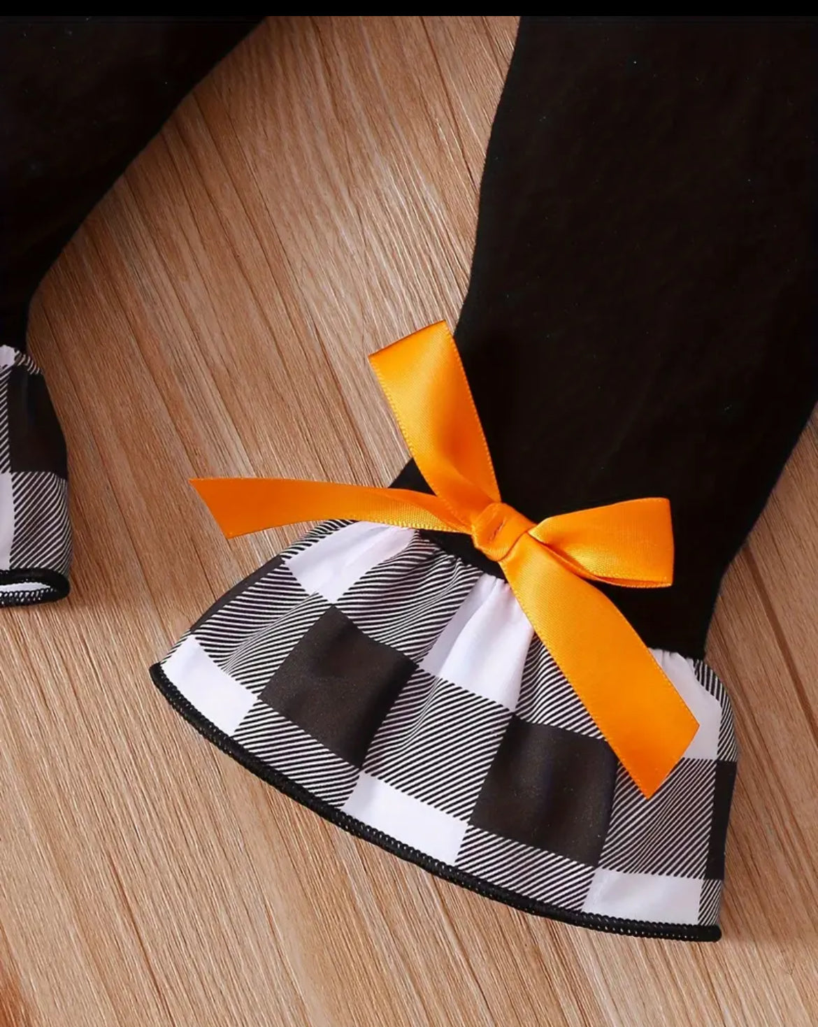 Pumpkin Plaid Girl's Ruffle Pant Set, Outfit, kids, Halloween, clothing