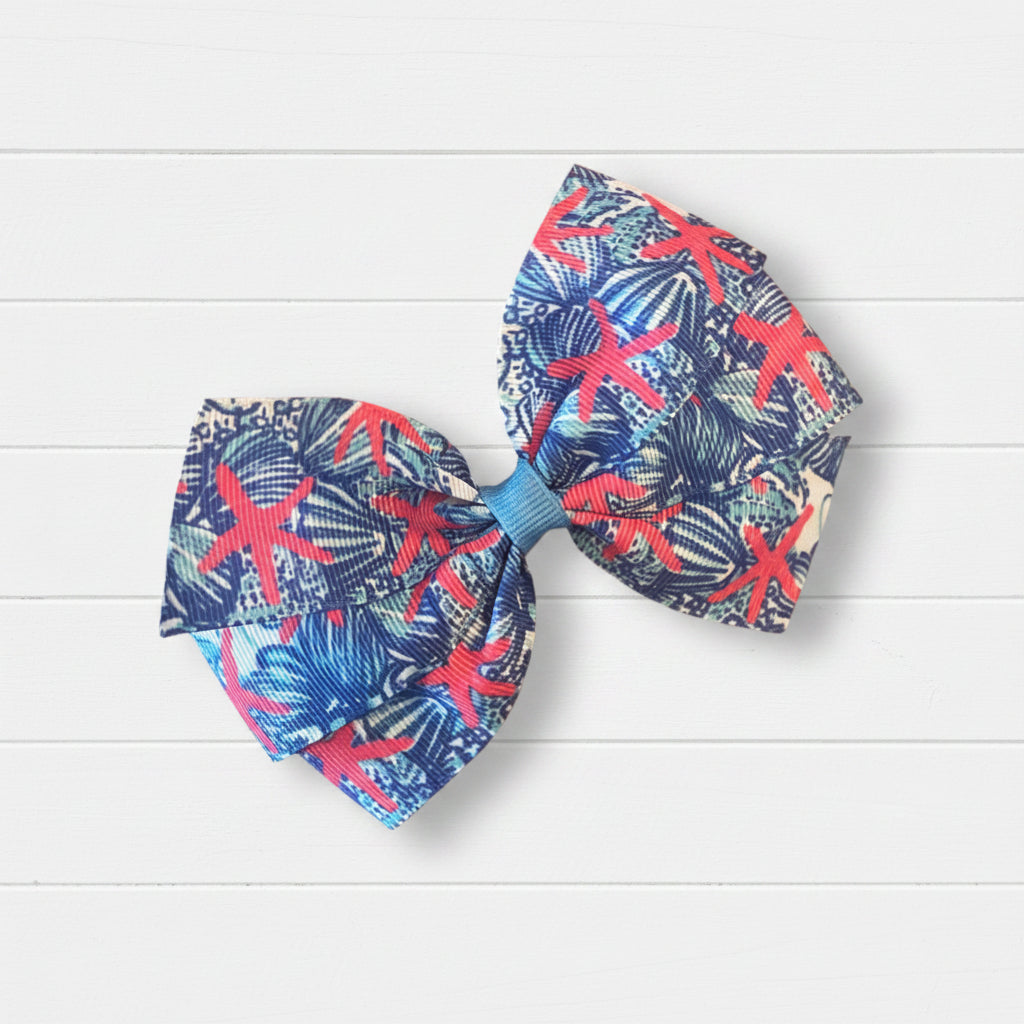She Shells Hair Bow, girl, clip, beach, gift, starfish