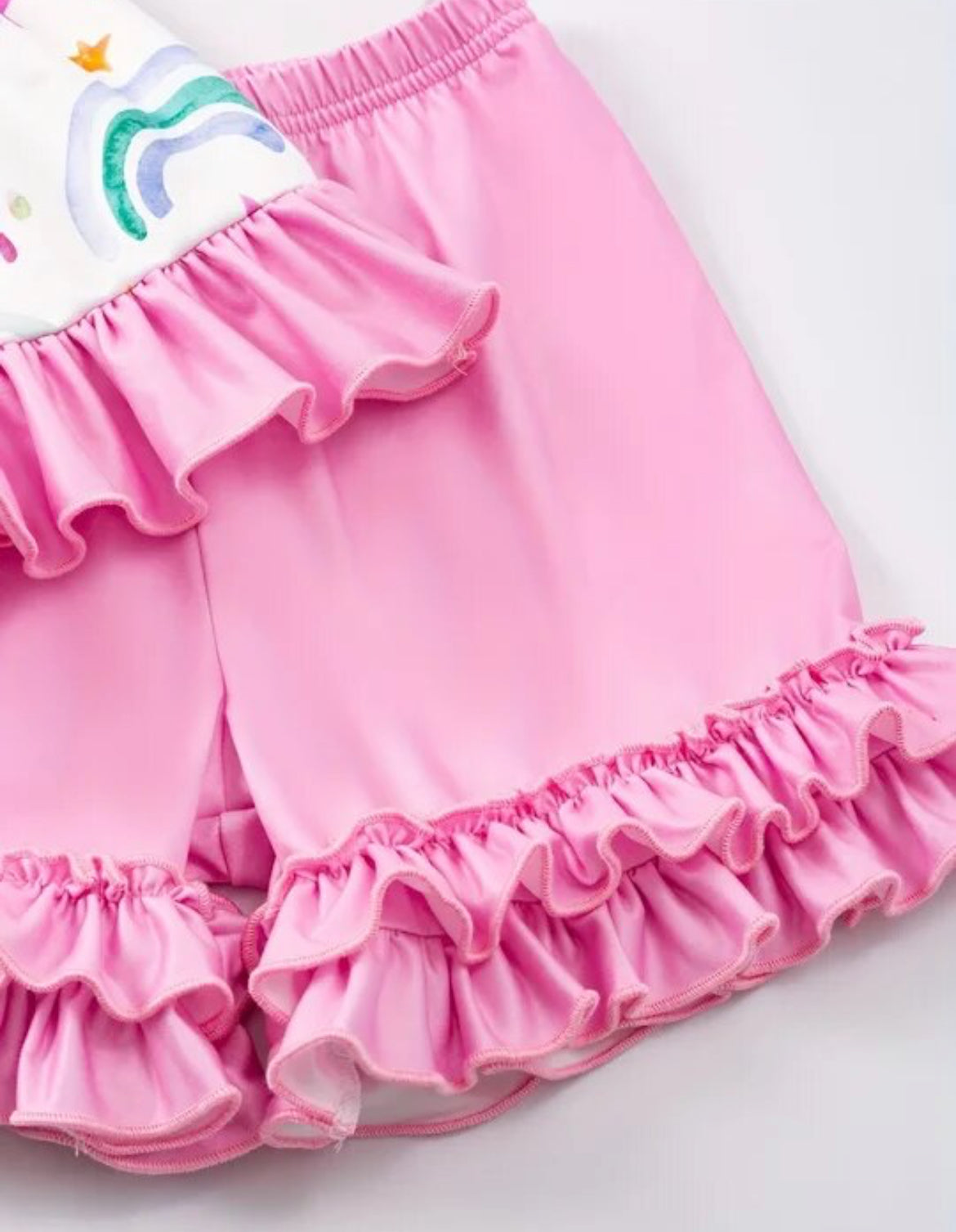 Rainbow Ruffle Short Set, girl's, kids, Pink, Milk Silk / SALE