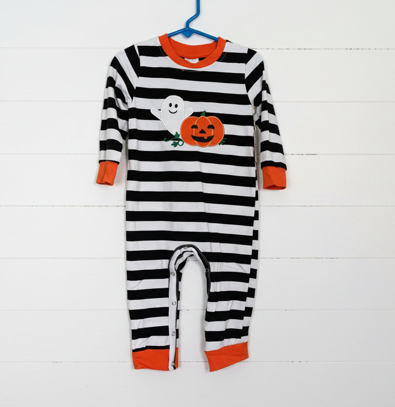 Striped Halloween Romper, Baby, Infant, kids, holiday, unisex