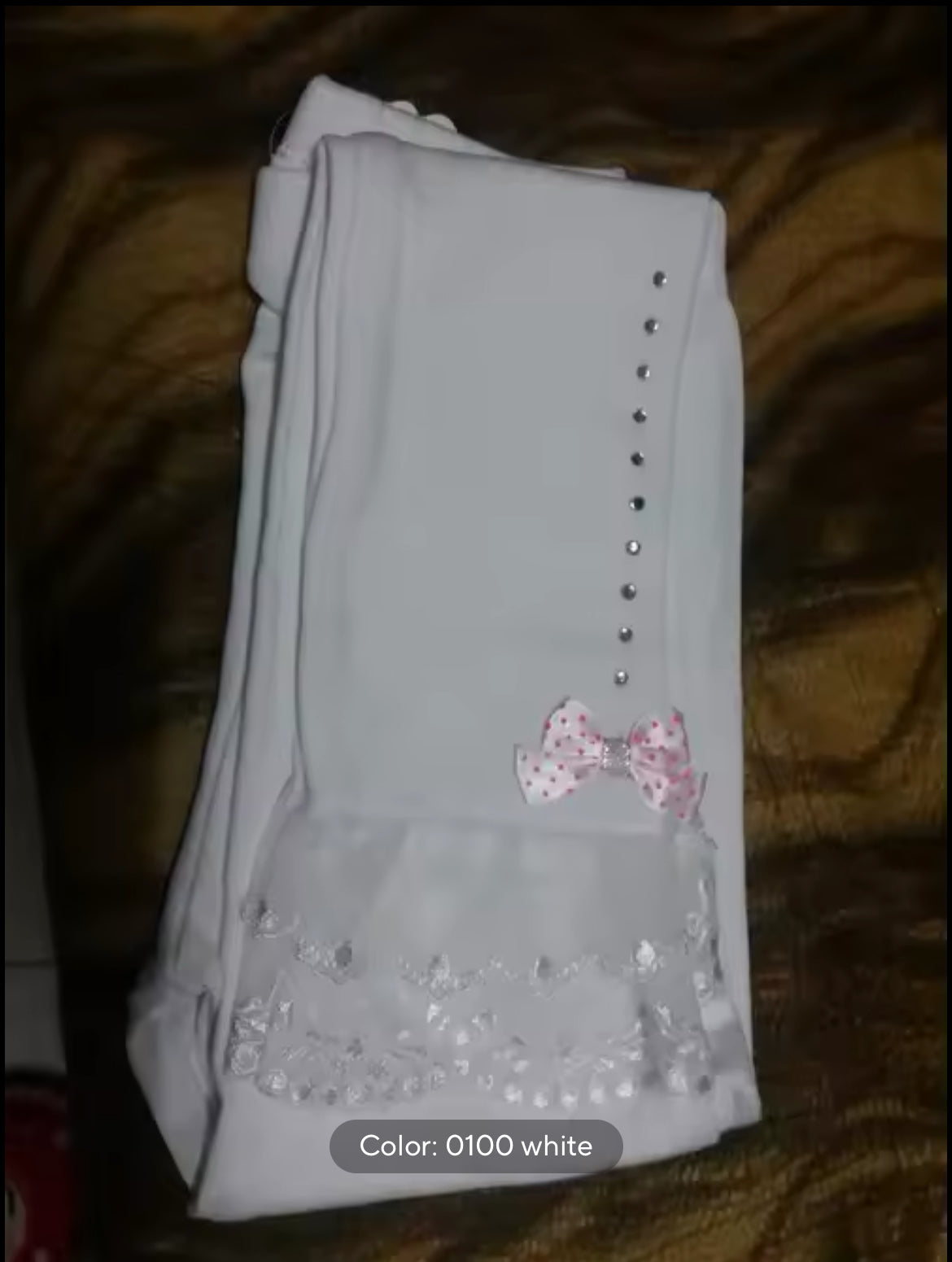 Boutique Cotton Lace & Rhinestone Leggings, 4 Colors, girl, pants, bow