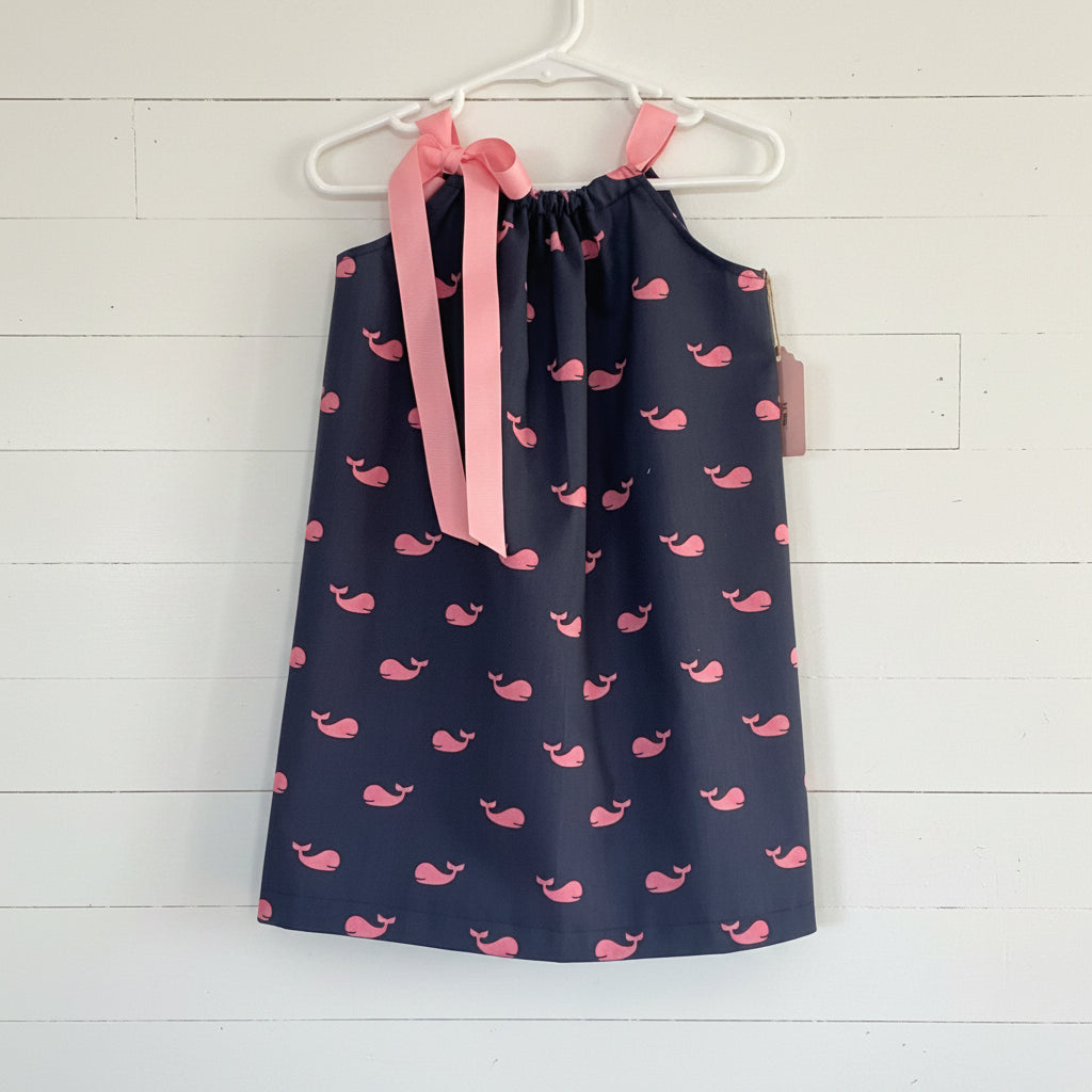 Navy Whale Print Sundress, girl, kids, clothing, preppy, beach / SALE