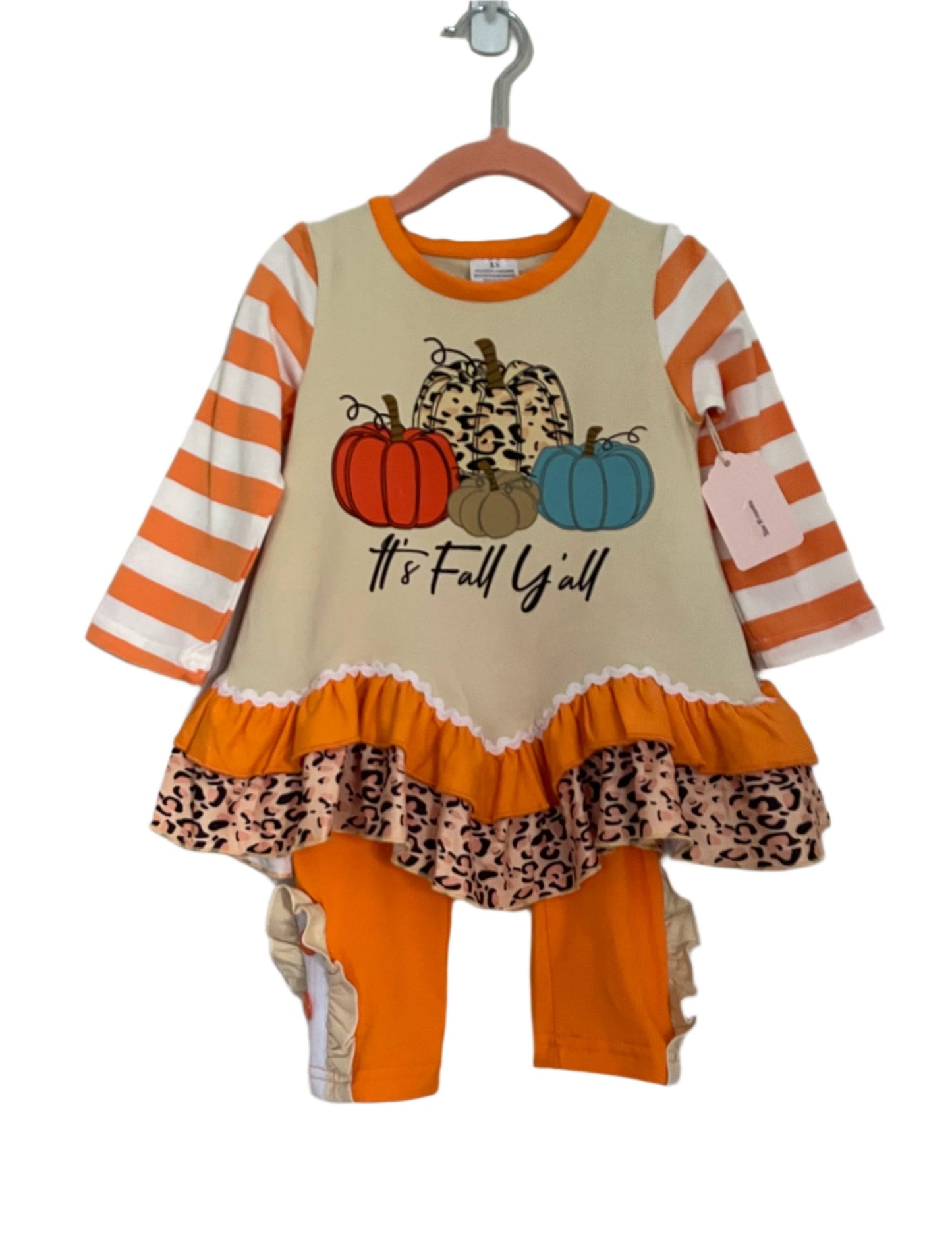 It's Fall Y'All Striped Outfit, girls, kids, holiday